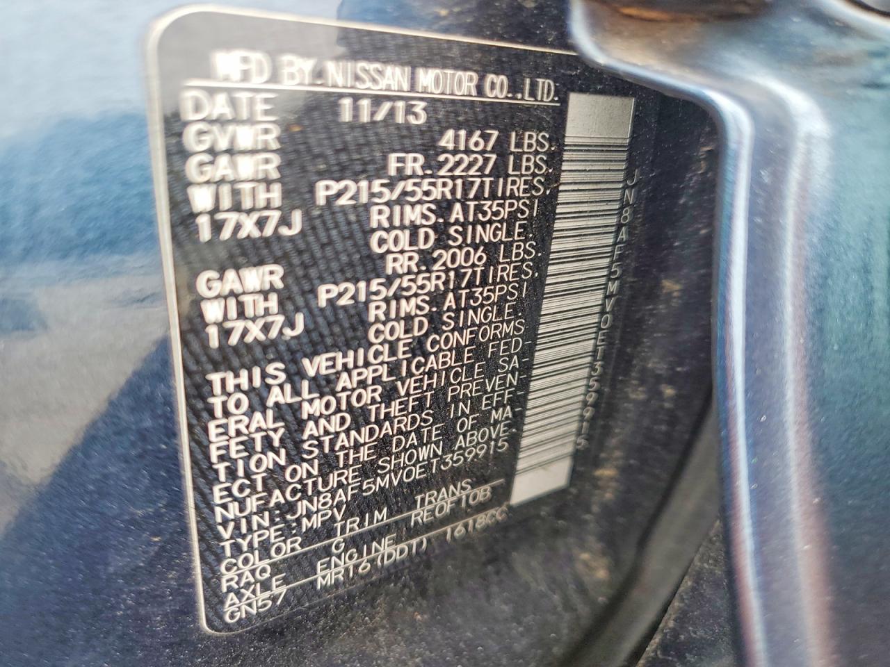 2014 Nissan Juke Sl Blue vin: JN8AF5MV0ET359915