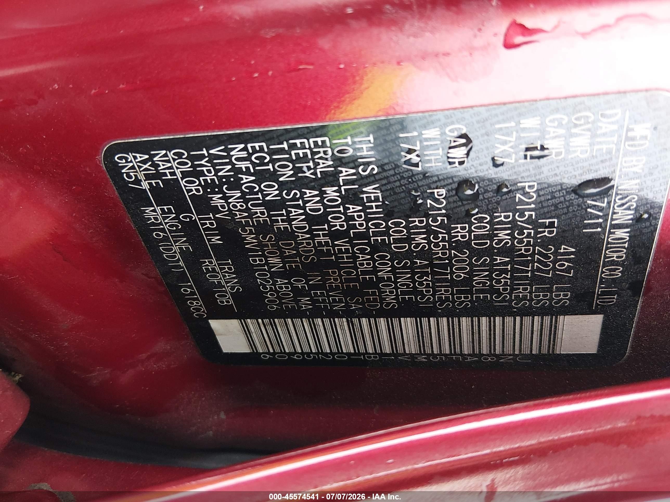 2011 Nissan Juke Sl Red vin: JN8AF5MV1BT025906
