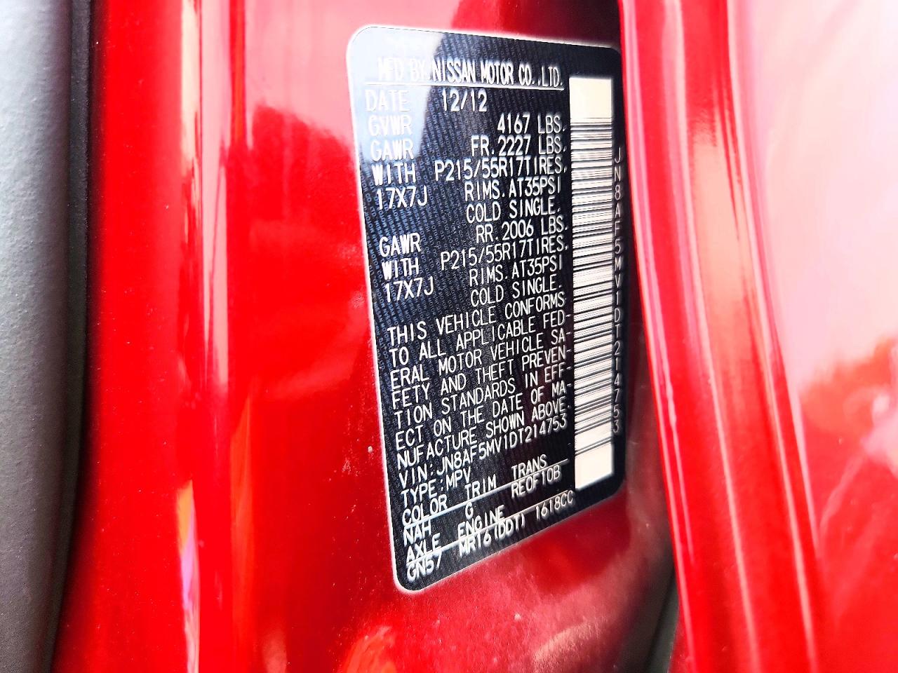 2013 Nissan Juke S Red vin: JN8AF5MV1DT214753
