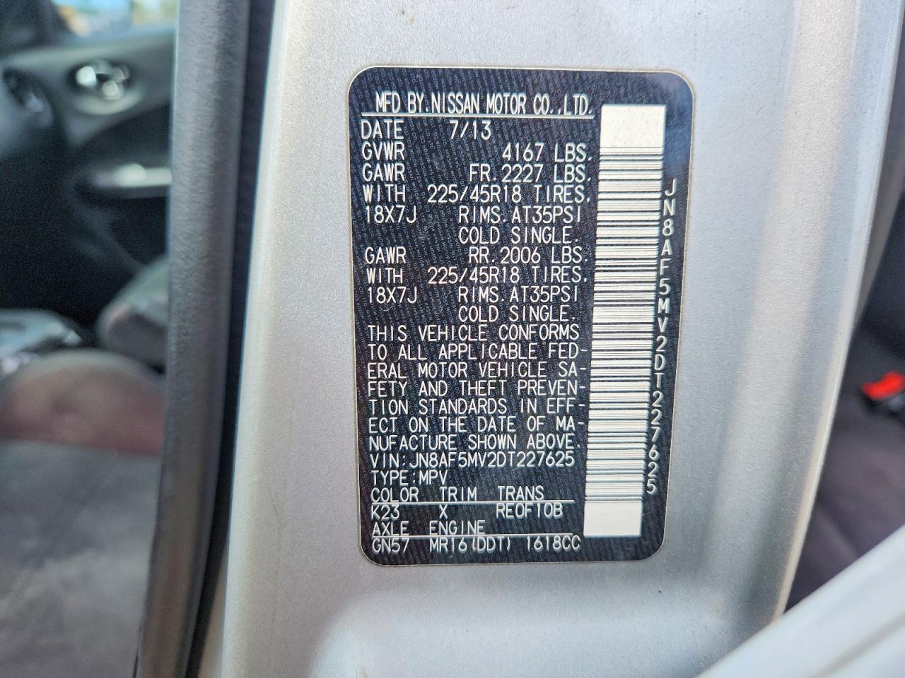 2013 Nissan Juke S Серебряный vin: JN8AF5MV2DT227625