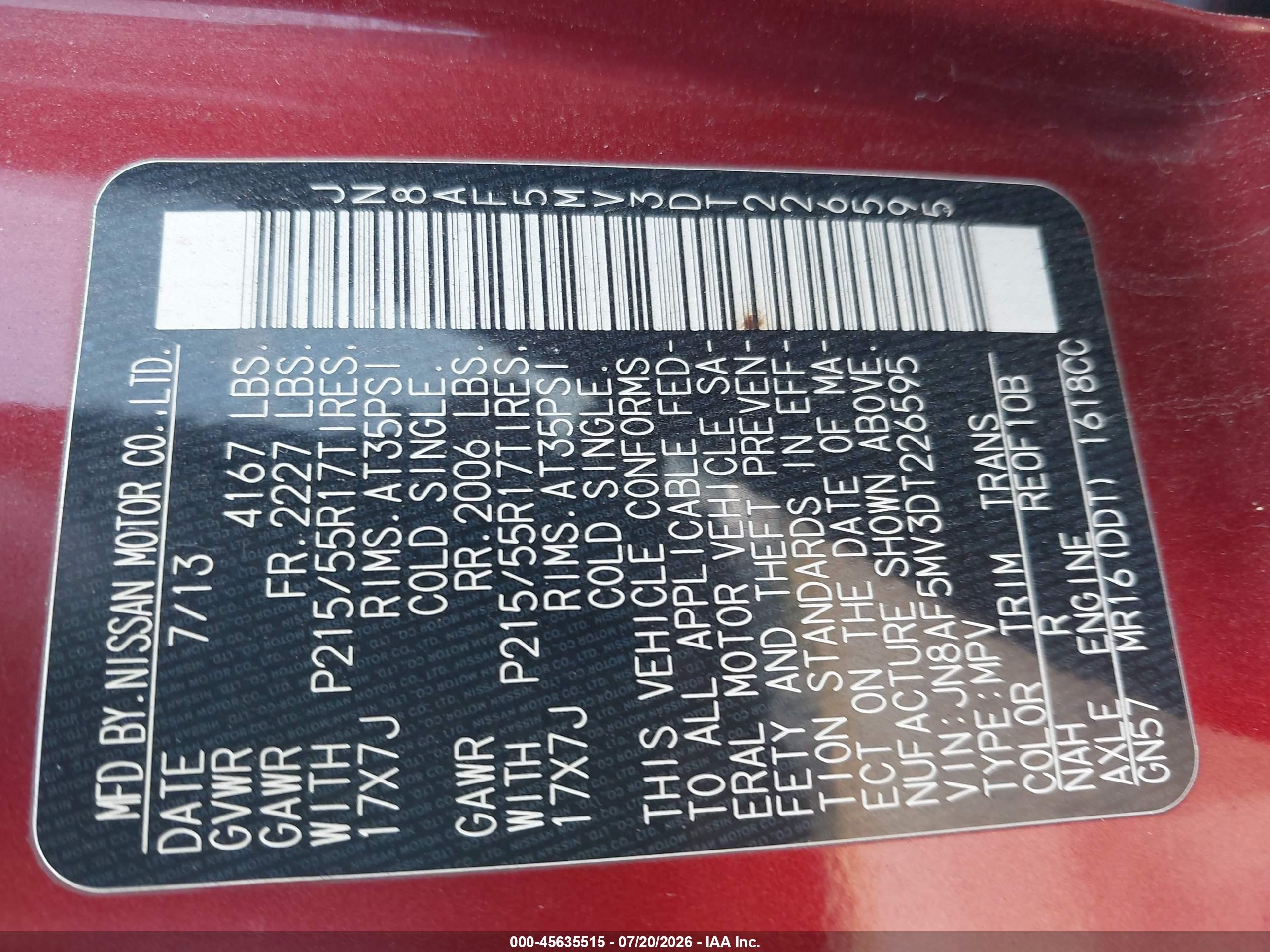 2013 Nissan Juke Nismo/s/sl/sv Red vin: JN8AF5MV3DT226595