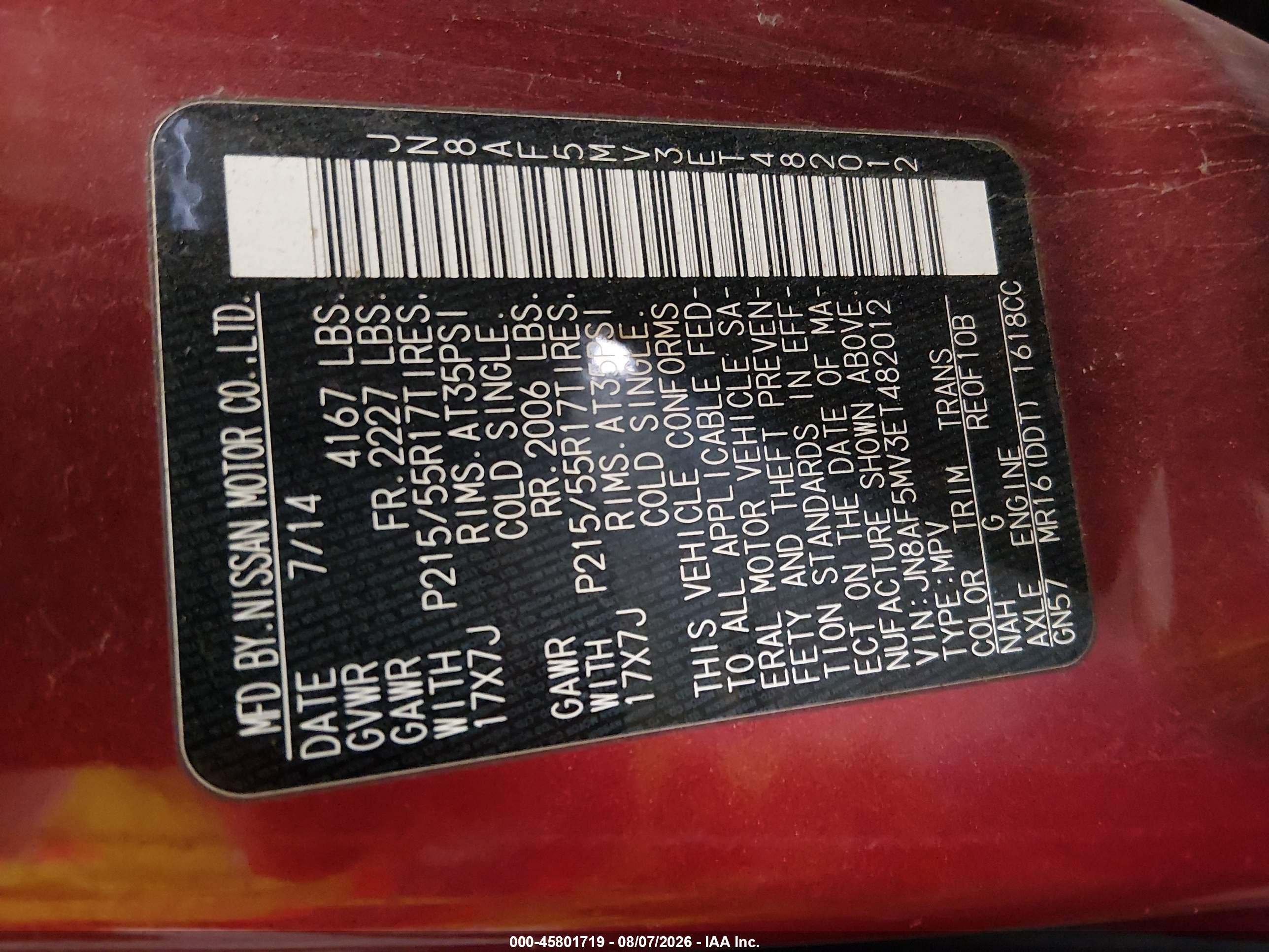 2014 Nissan Juke Sv Red vin: JN8AF5MV3ET482012