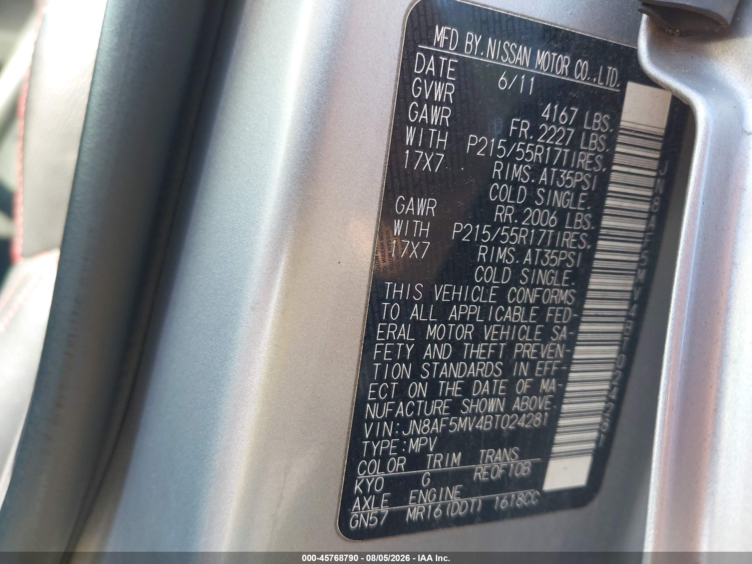 2011 Nissan Juke Sl Silver vin: JN8AF5MV4BT024281