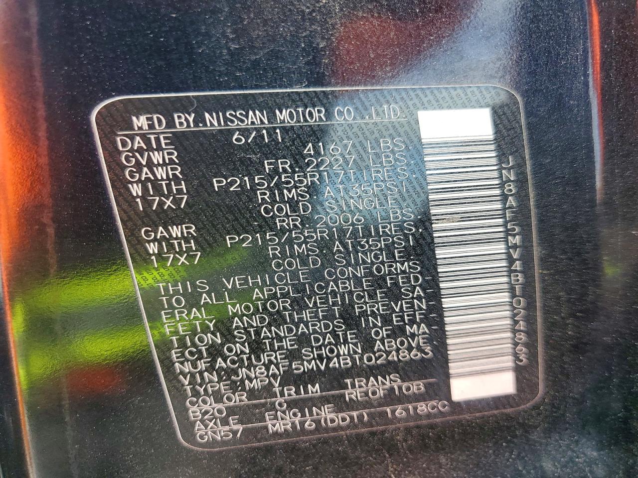 2011 Nissan Juke S Black vin: JN8AF5MV4BT024863