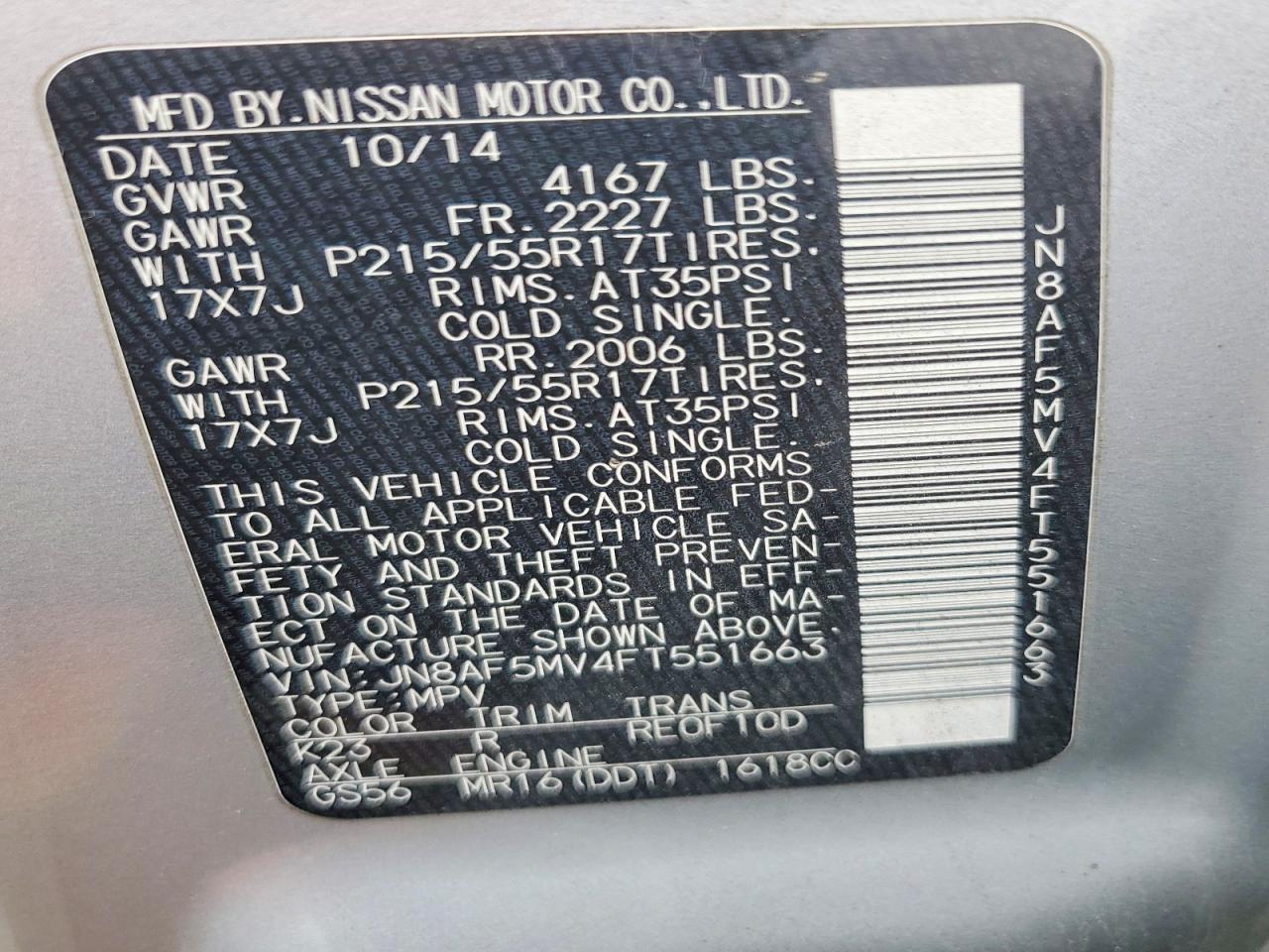 2015 Nissan Juke S Silver vin: JN8AF5MV4FT551663