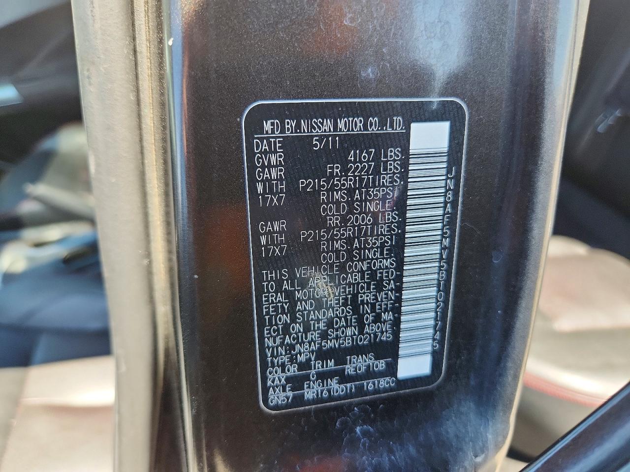 2011 Nissan Juke S Charcoal vin: JN8AF5MV5BT021745