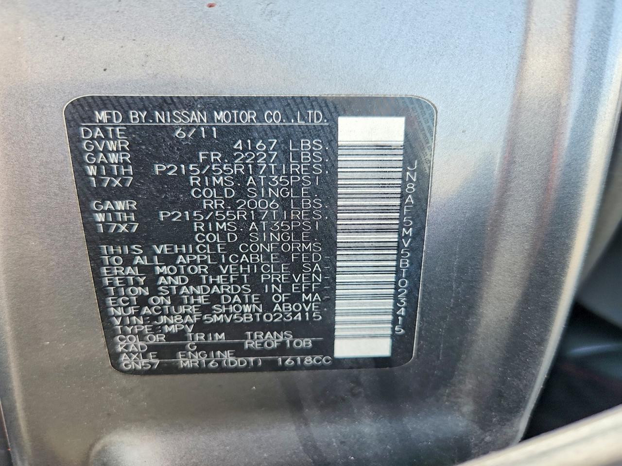 2011 Nissan Juke S Gray vin: JN8AF5MV5BT023415