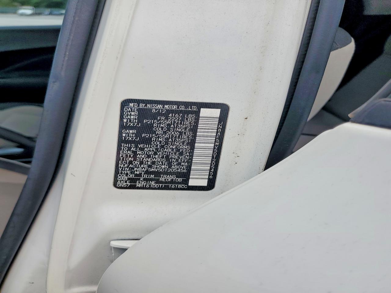 2013 Nissan Juke S White vin: JN8AF5MV5DT205456