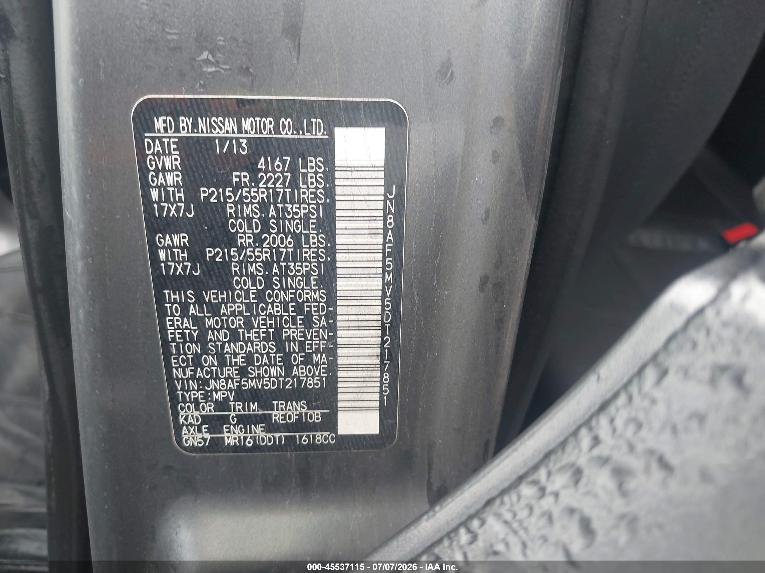 2013 Nissan Juke Sl Gray vin: JN8AF5MV5DT217851