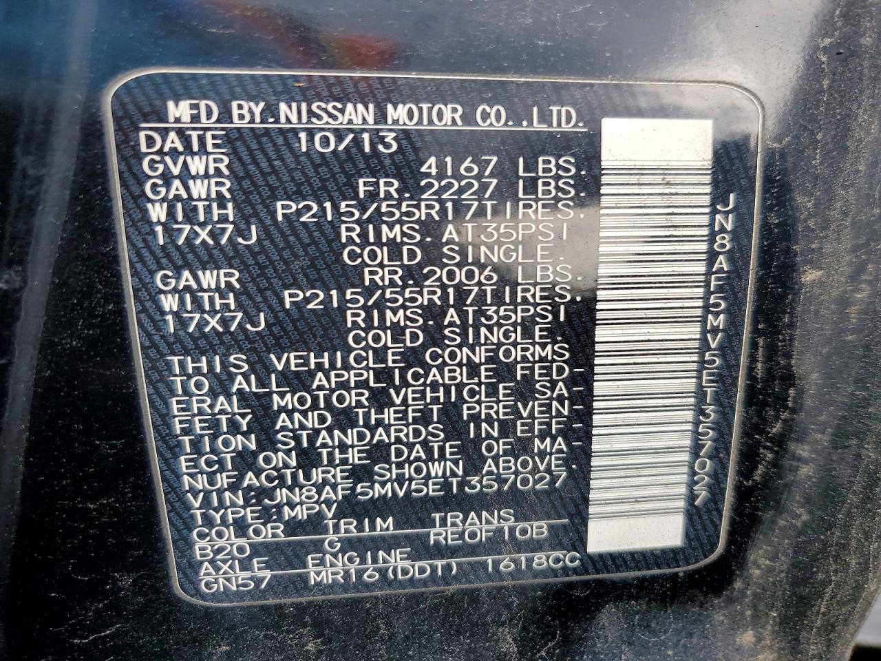 2014 Nissan Juke Sl Black vin: JN8AF5MV5ET357027