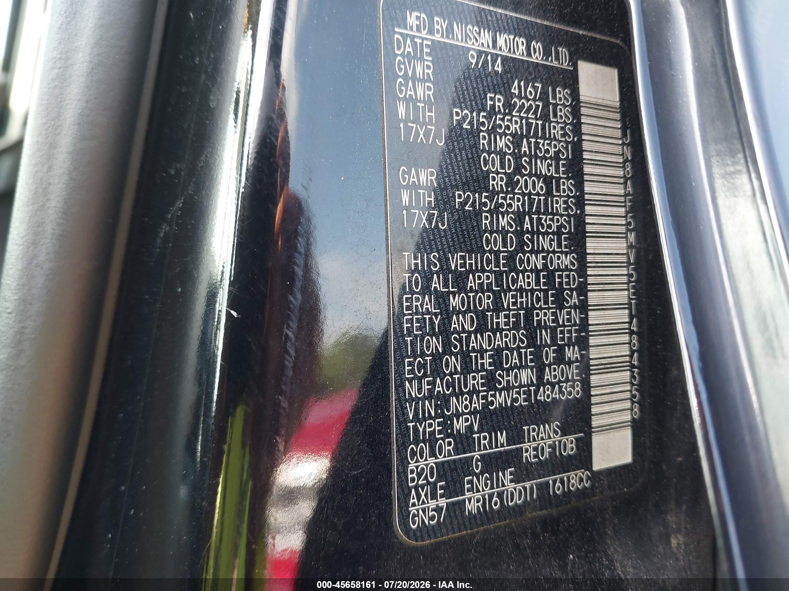 2014 Nissan Juke Sv Black vin: JN8AF5MV5ET484358