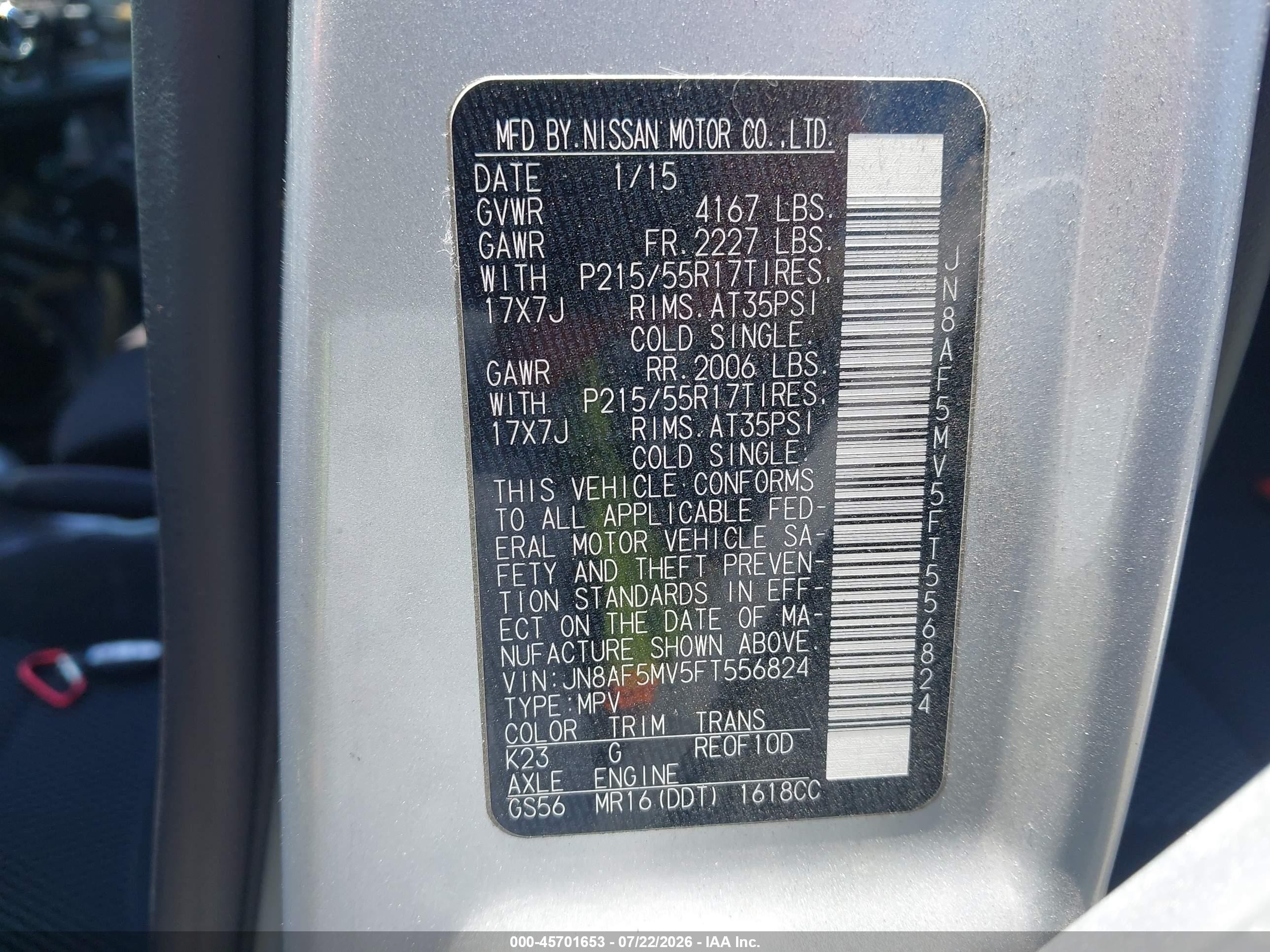2015 Nissan Juke S Silver vin: JN8AF5MV5FT556824