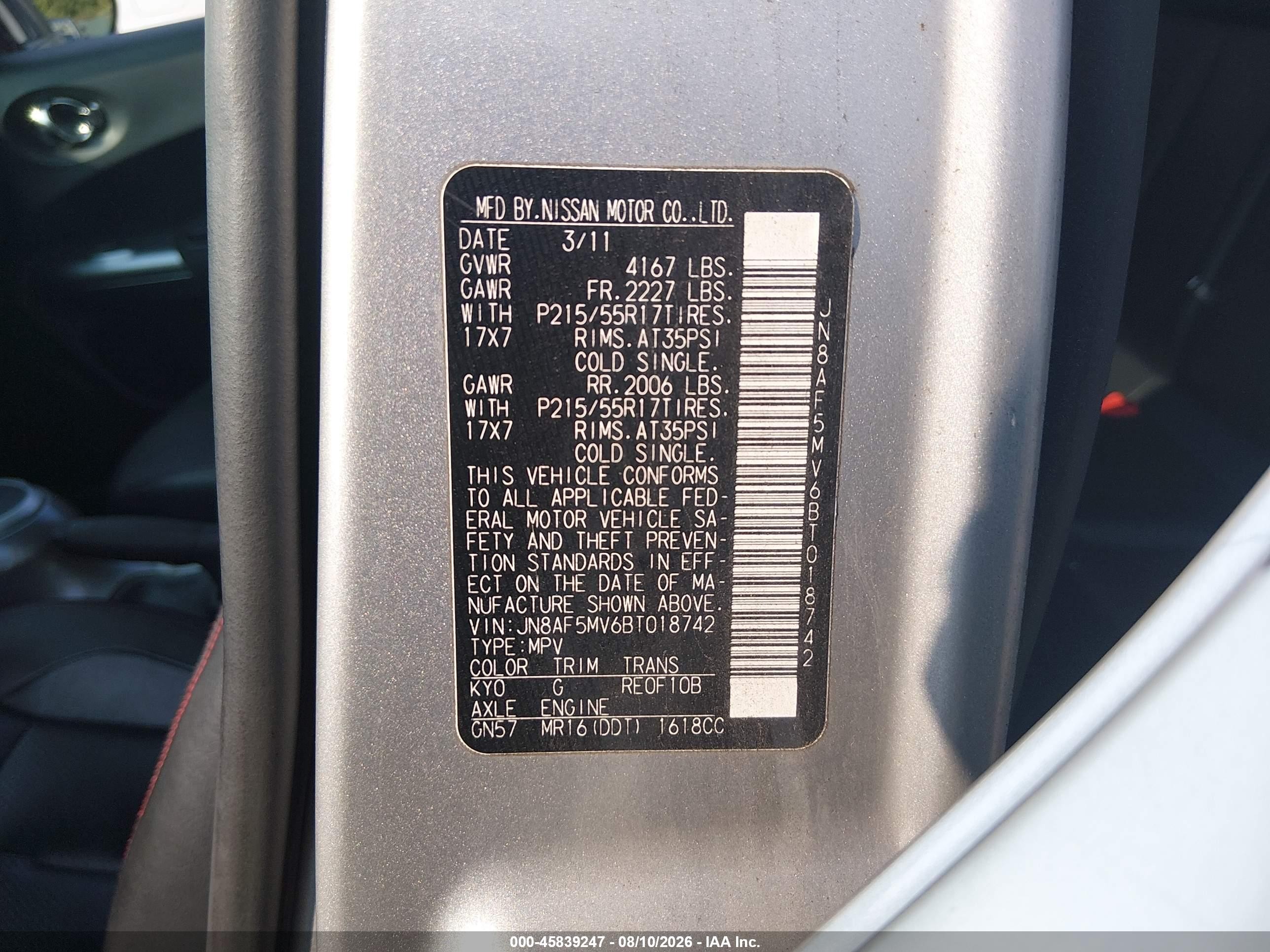 2011 Nissan Juke Sl Silver vin: JN8AF5MV6BT018742