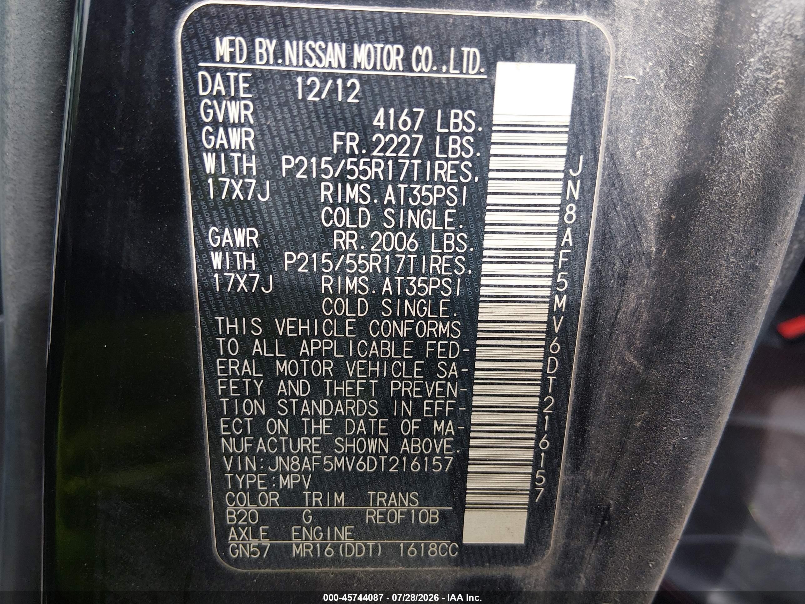 2013 Nissan Juke Sl Black vin: JN8AF5MV6DT216157