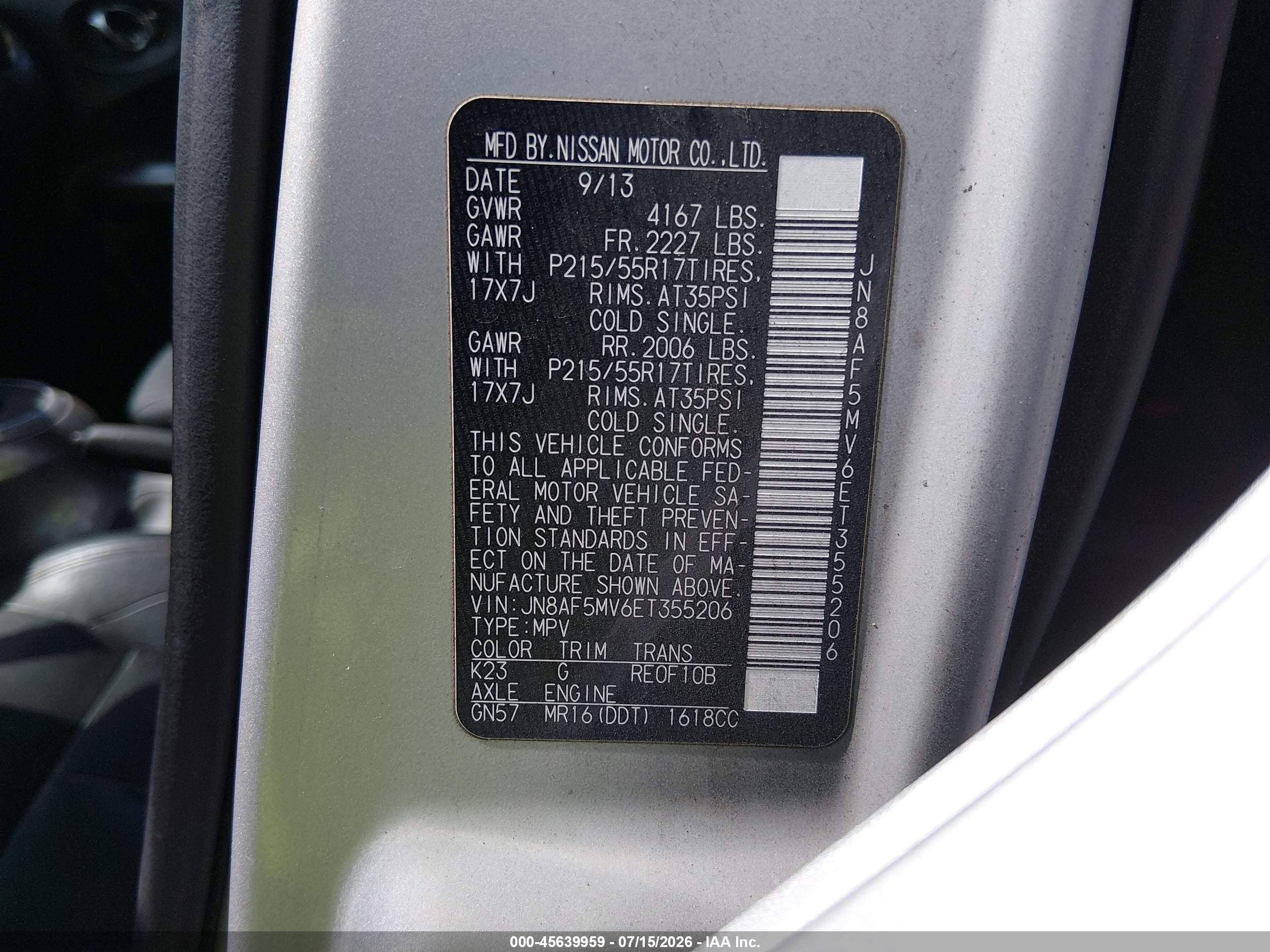 2014 Nissan Juke Sl Gray vin: JN8AF5MV6ET355206