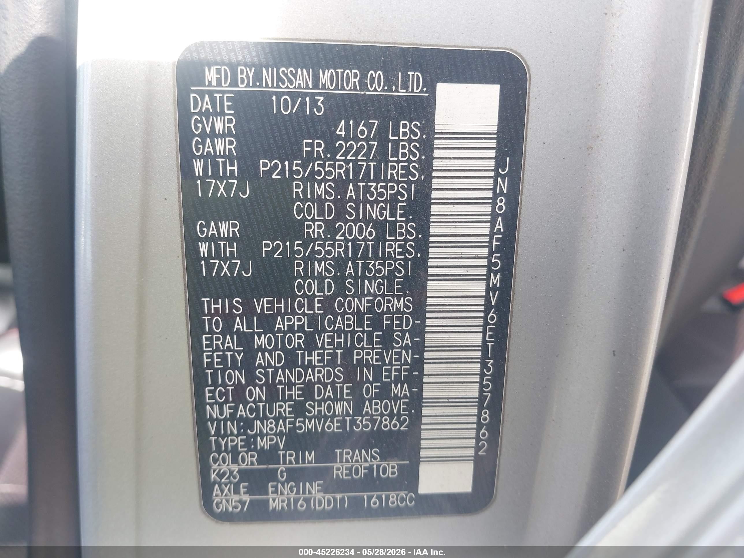 2014 Nissan Juke Sl Silver vin: JN8AF5MV6ET357862