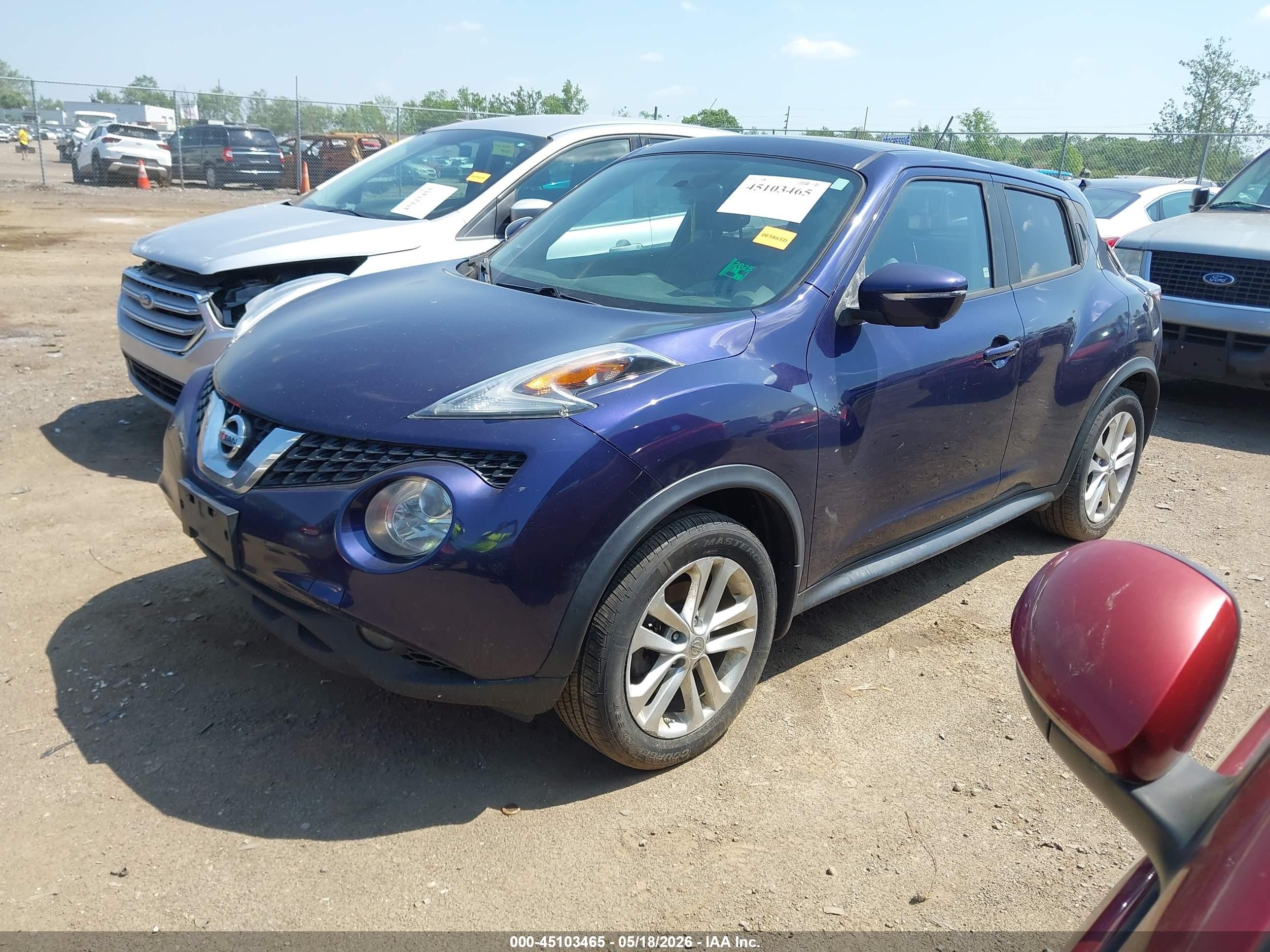 2015 Nissan Juke Sl Фиолетовый vin: JN8AF5MV6FT556587