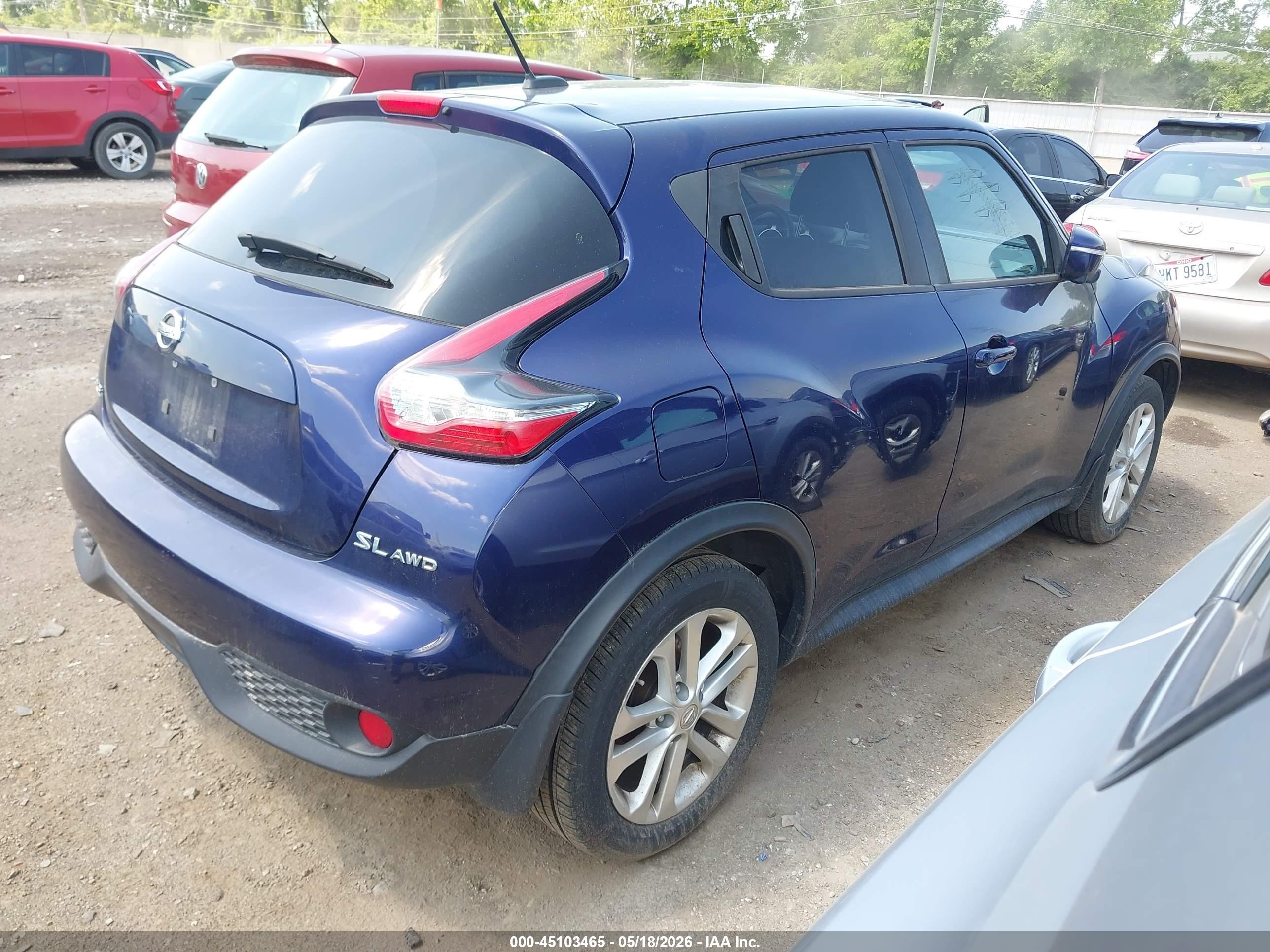 2015 Nissan Juke Sl Фиолетовый vin: JN8AF5MV6FT556587
