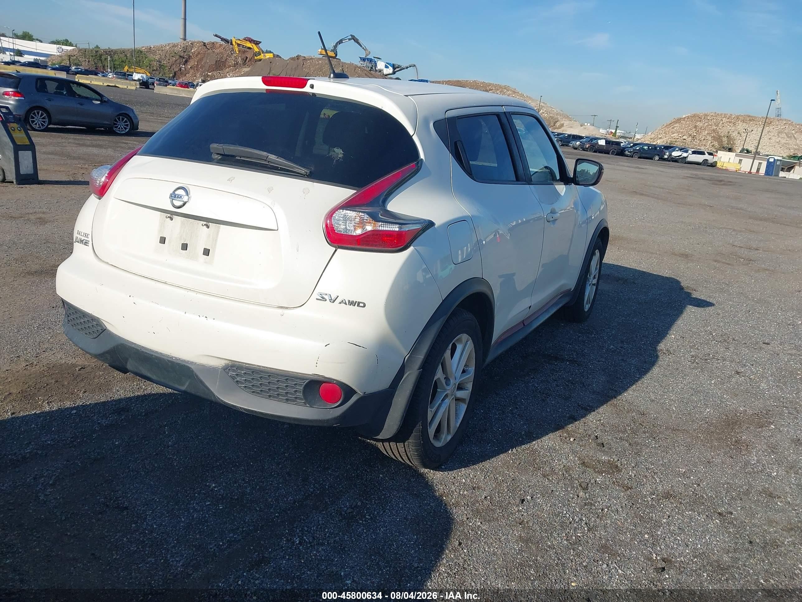 2015 Nissan Juke Sv White vin: JN8AF5MV6FT564804