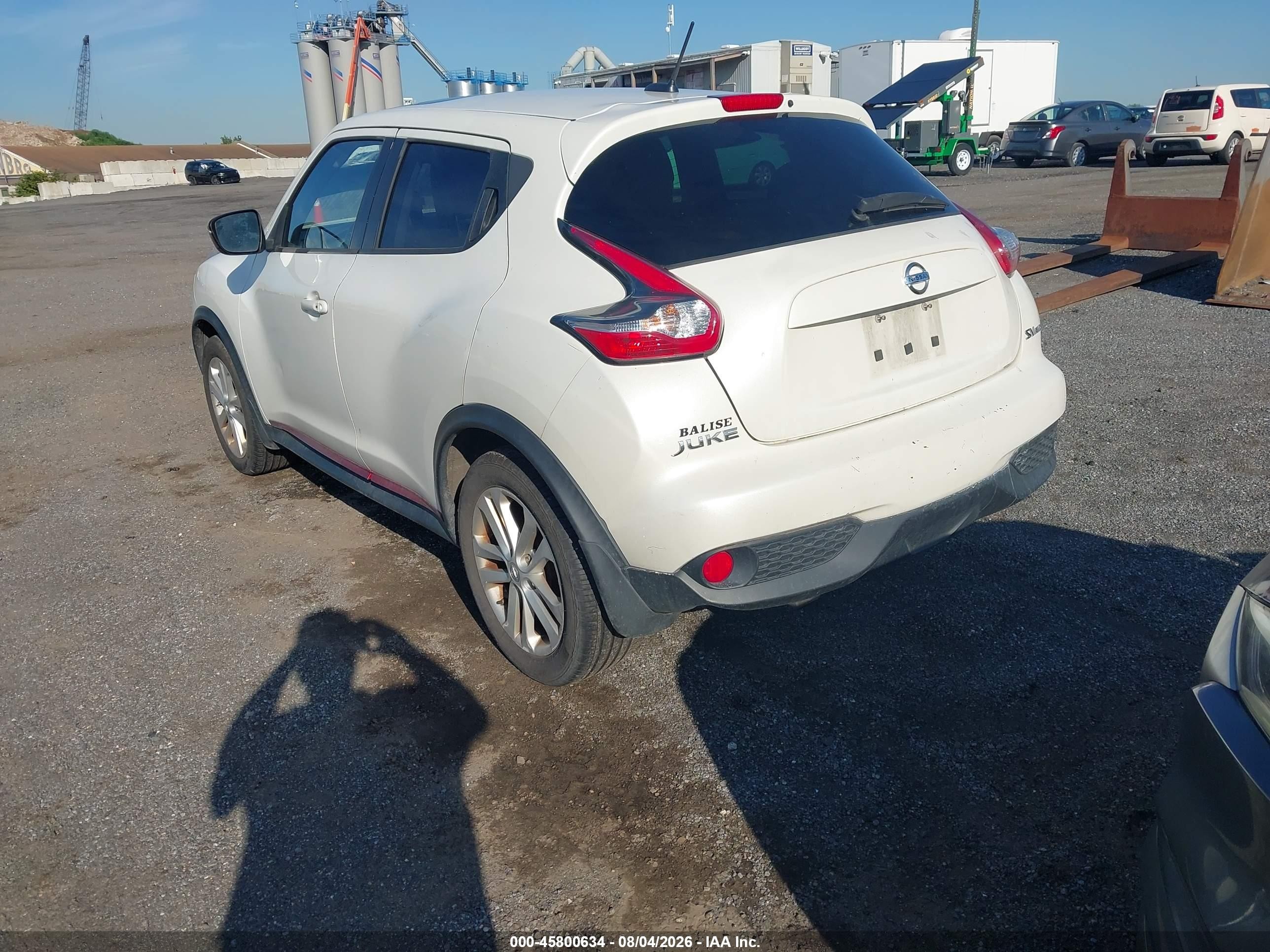 2015 Nissan Juke Sv White vin: JN8AF5MV6FT564804