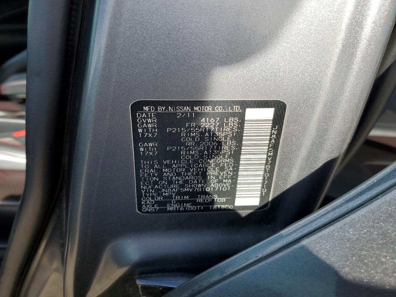 2011 Nissan Juke S Gray vin: JN8AF5MV7BT017101