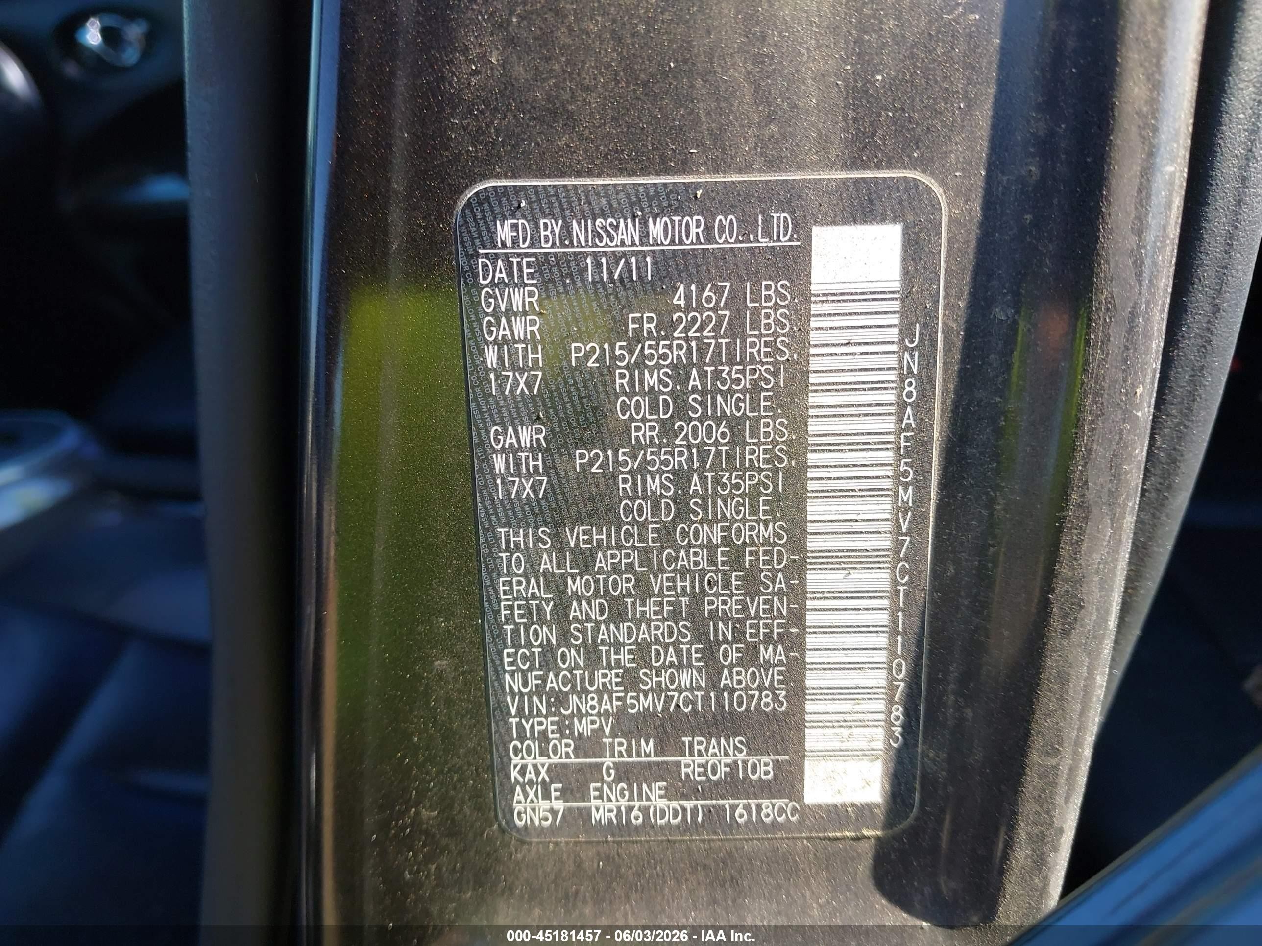 2012 Nissan Juke Sl Black vin: JN8AF5MV7CT110783