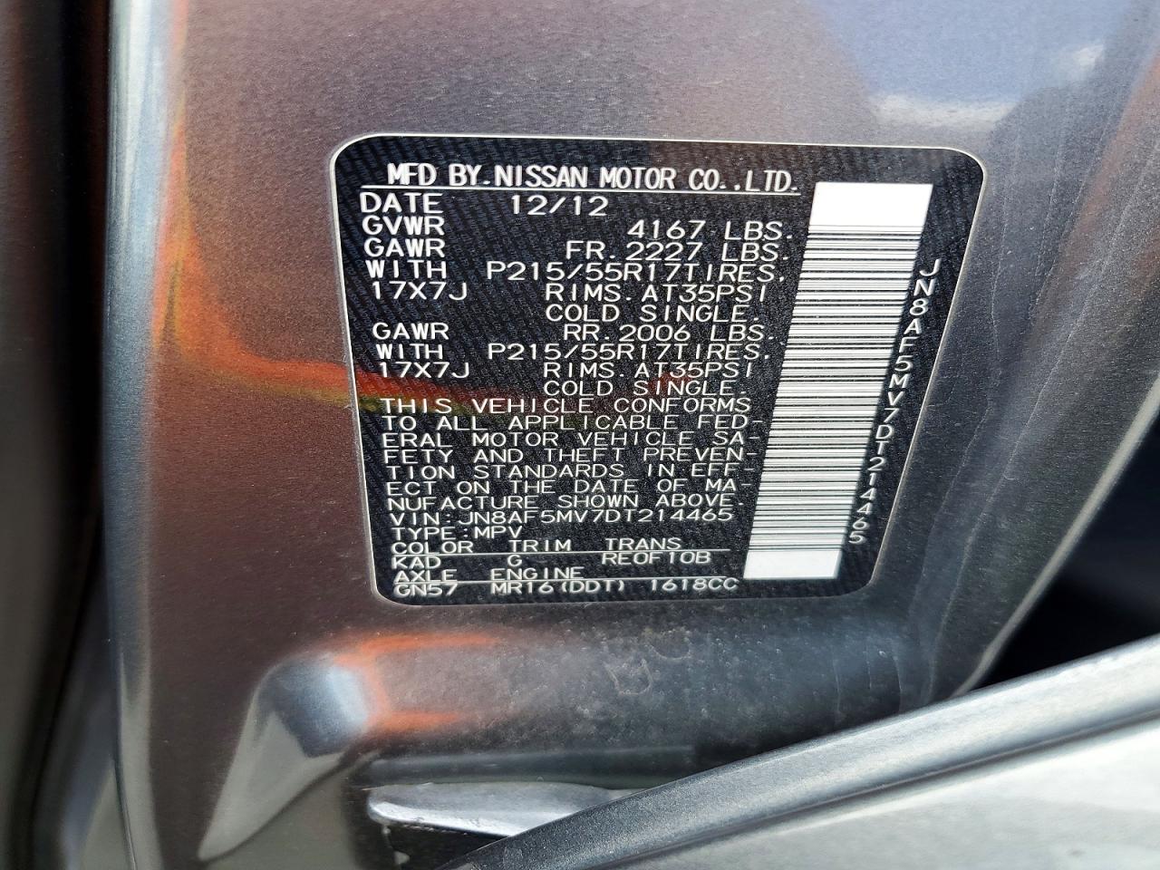 2013 Nissan Juke S Gray vin: JN8AF5MV7DT214465