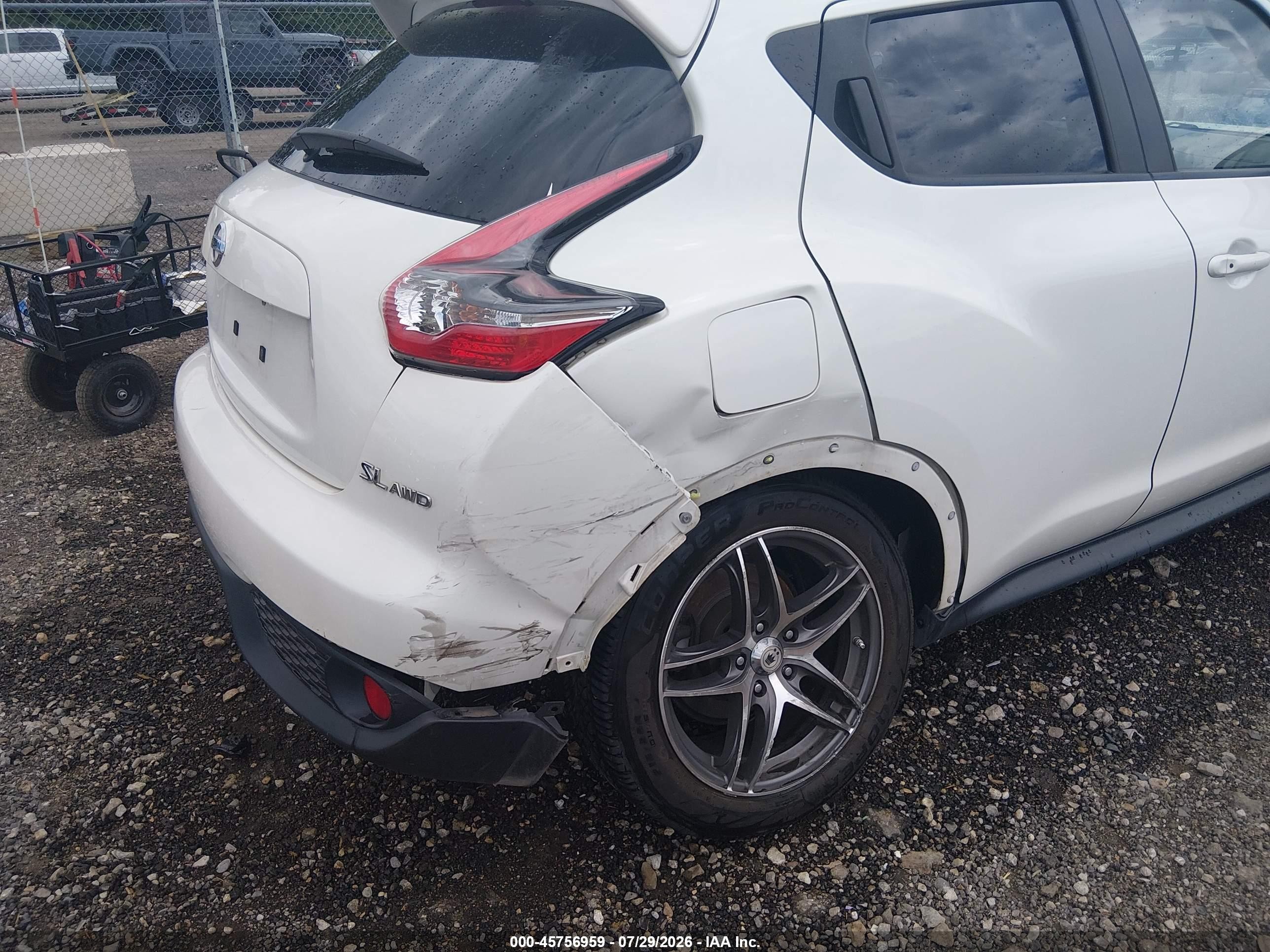 2015 Nissan Juke Sl White vin: JN8AF5MV7FT551009