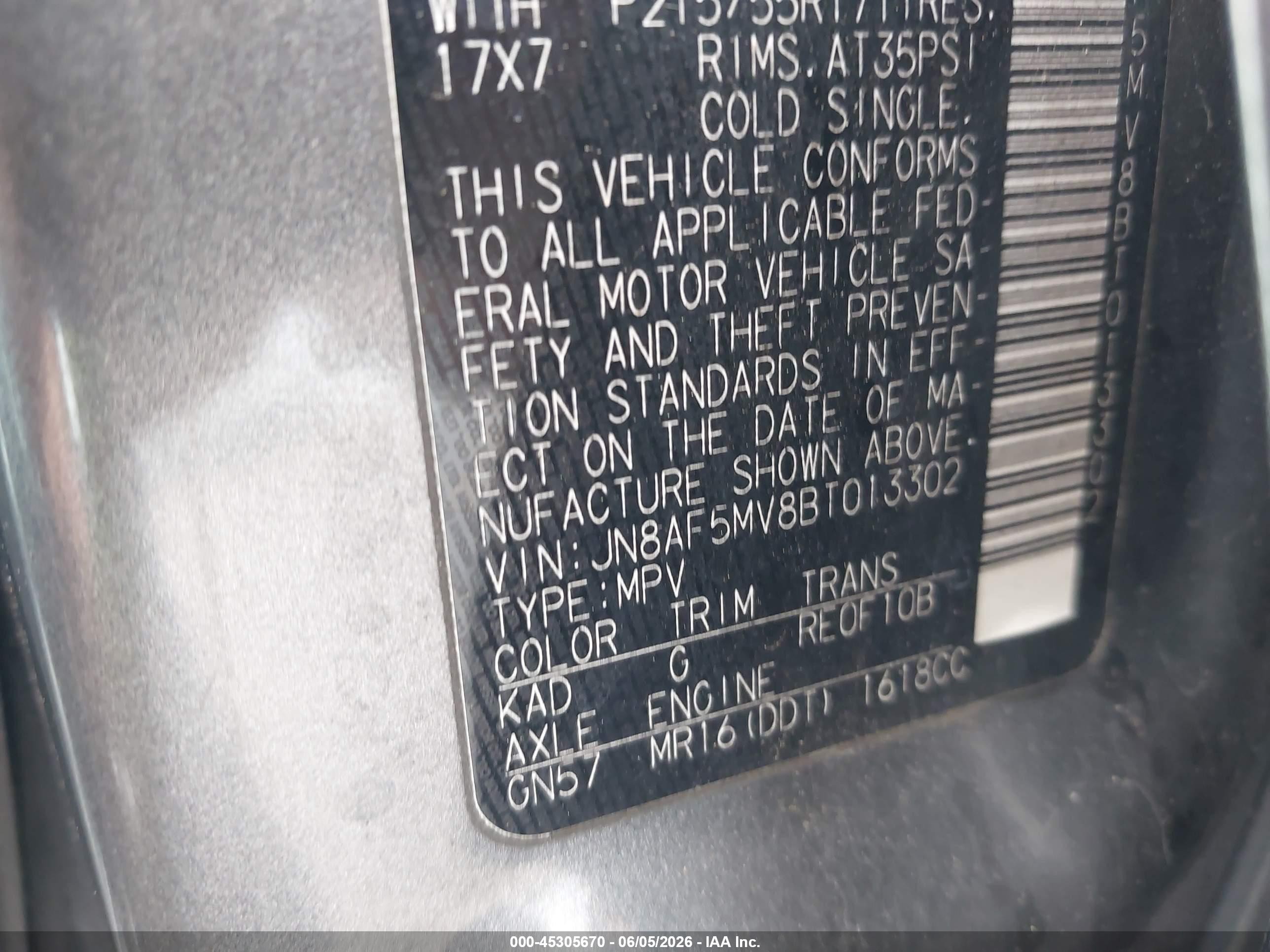 2011 Nissan Juke Sl Gray vin: JN8AF5MV8BT013302