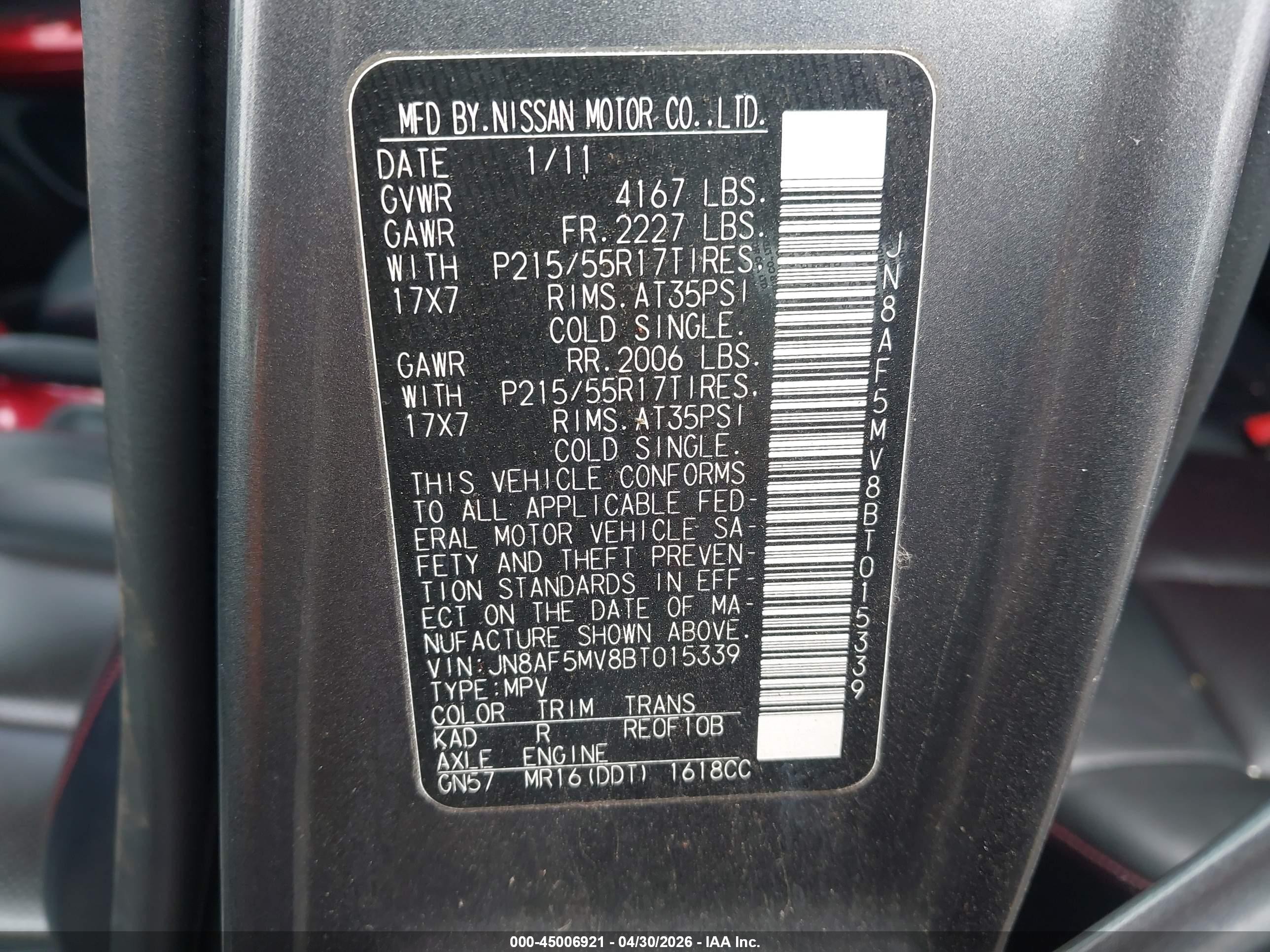 2011 Nissan Juke Sl Gray vin: JN8AF5MV8BT015339