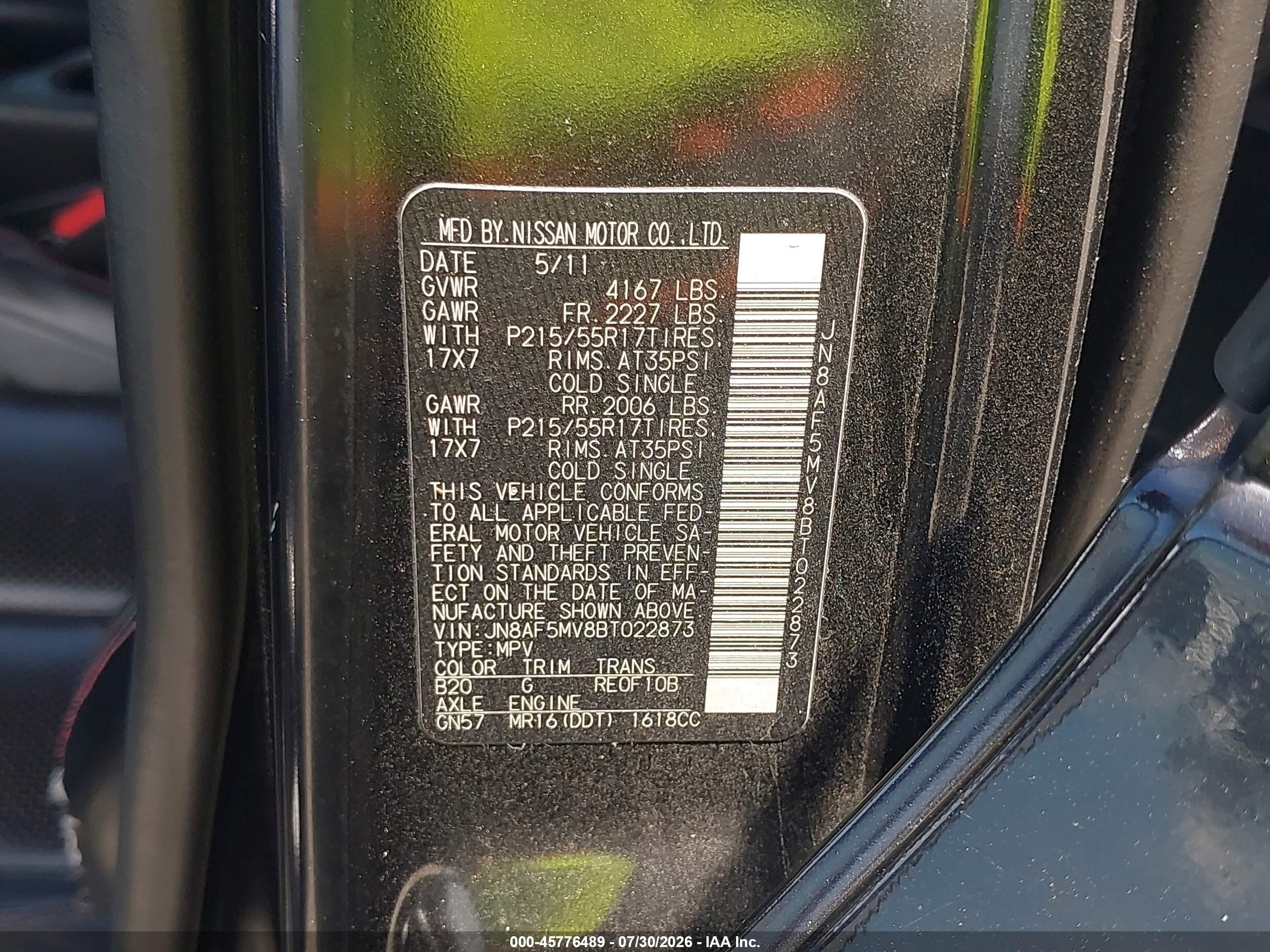 2011 Nissan Juke Sl Black vin: JN8AF5MV8BT022873