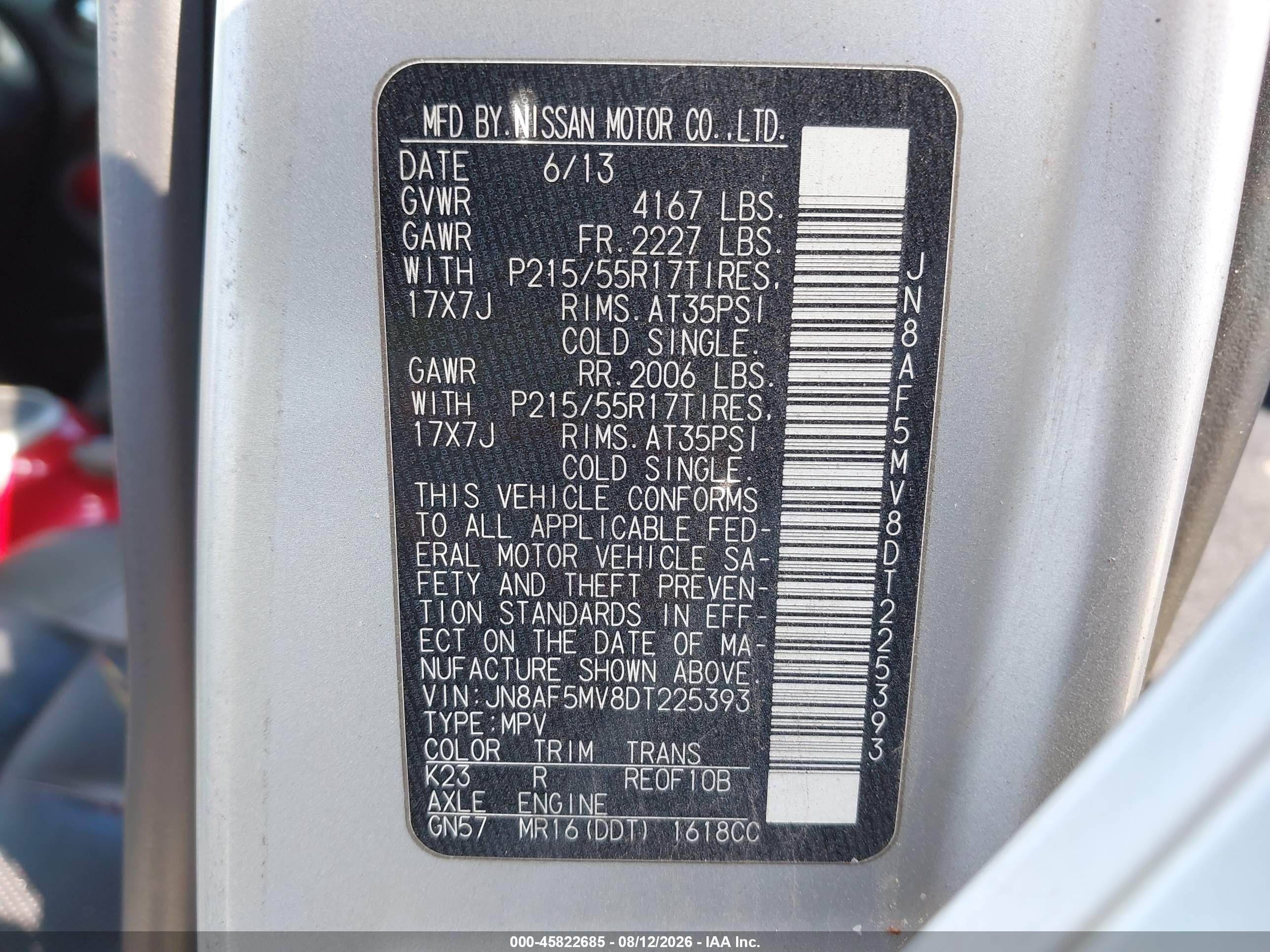 2013 Nissan Juke Nismo/s/sl/sv Silver vin: JN8AF5MV8DT225393