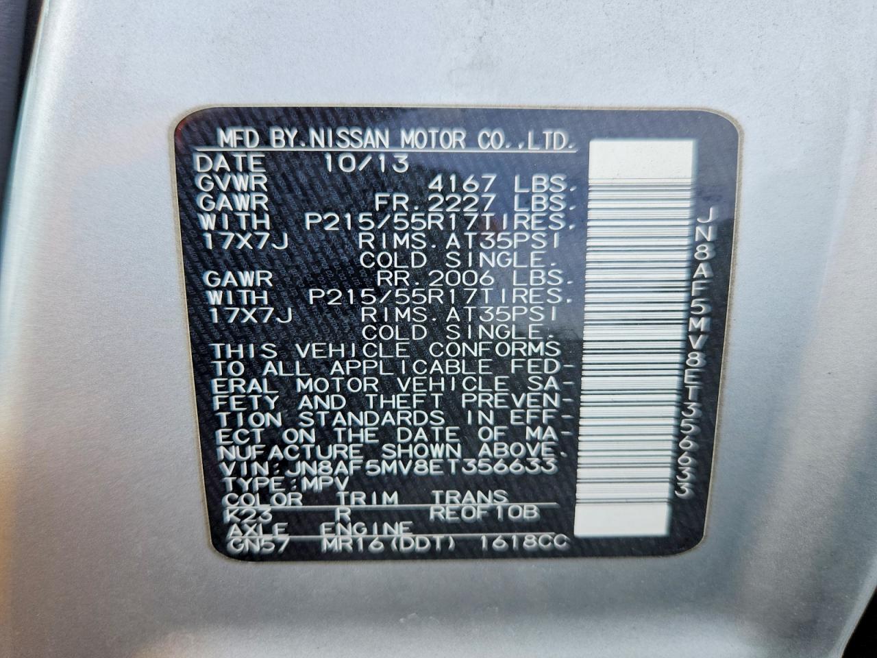 2014 Nissan Juke Sl Silver vin: JN8AF5MV8ET356633