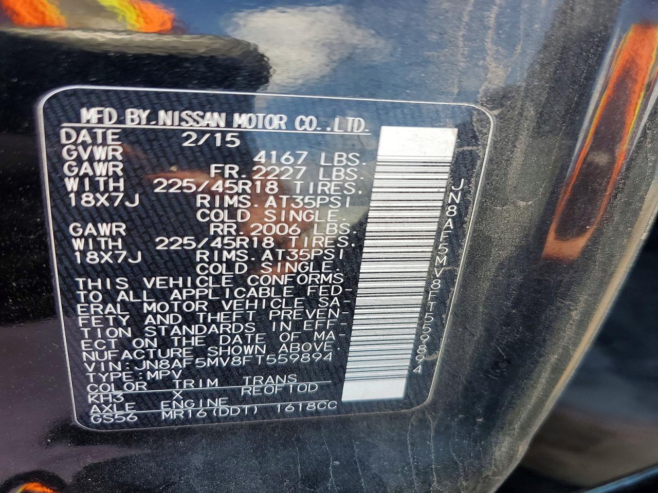 2015 Nissan Juke Nismo Black vin: JN8AF5MV8FT559894