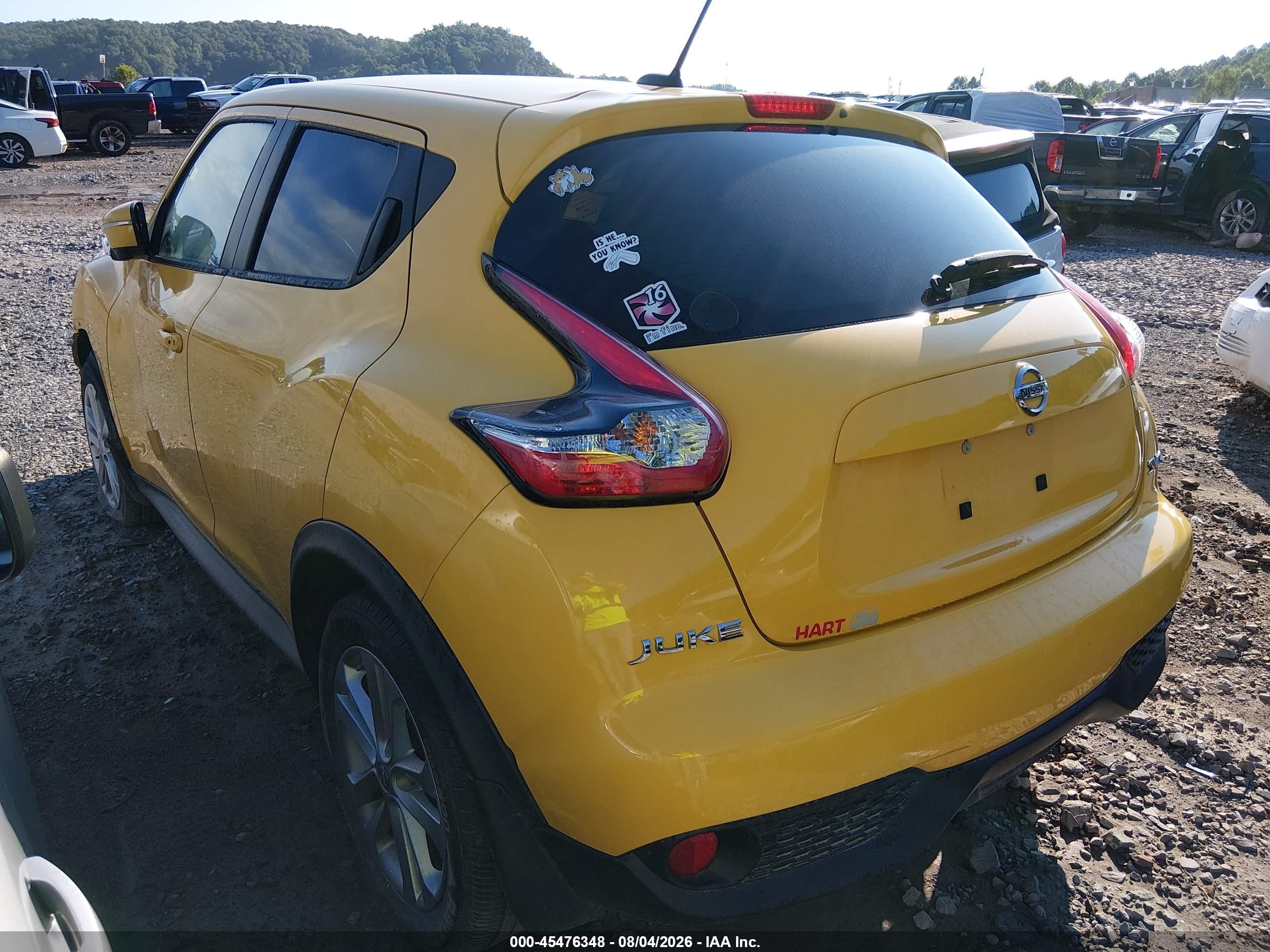 2015 Nissan Juke Sv Yellow vin: JN8AF5MV8FT559927