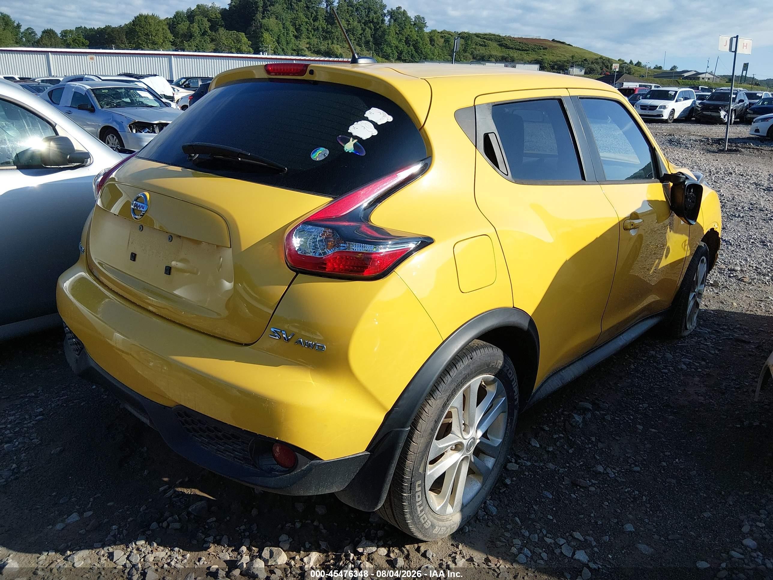 2015 Nissan Juke Sv Yellow vin: JN8AF5MV8FT559927