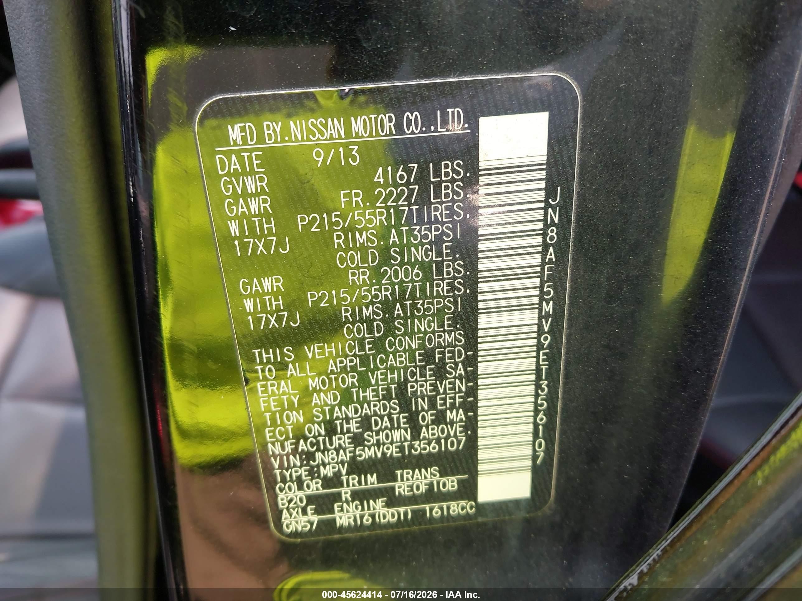 2014 Nissan Juke Sl Black vin: JN8AF5MV9ET356107