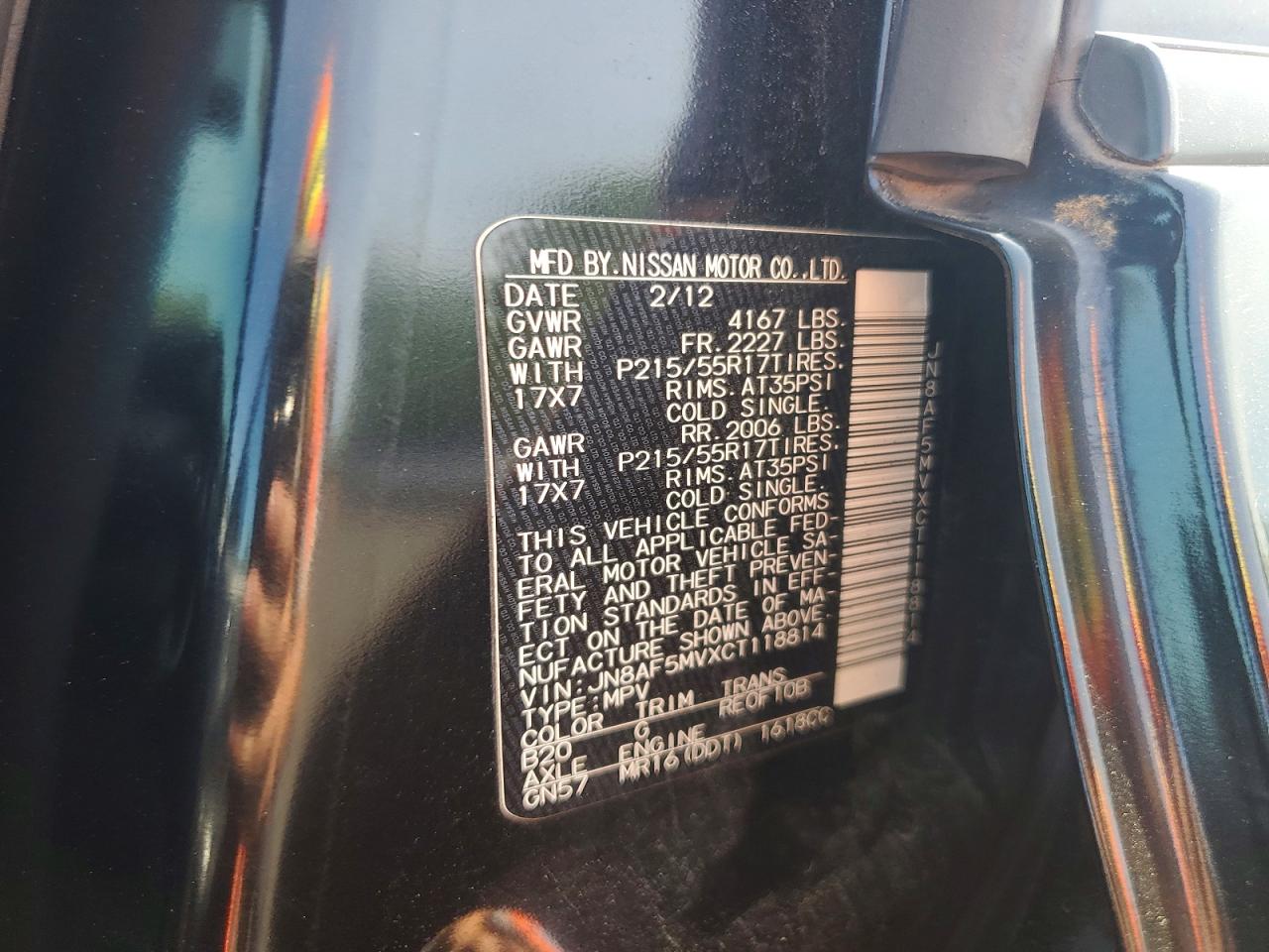 2012 Nissan Juke S Black vin: JN8AF5MVXCT118814
