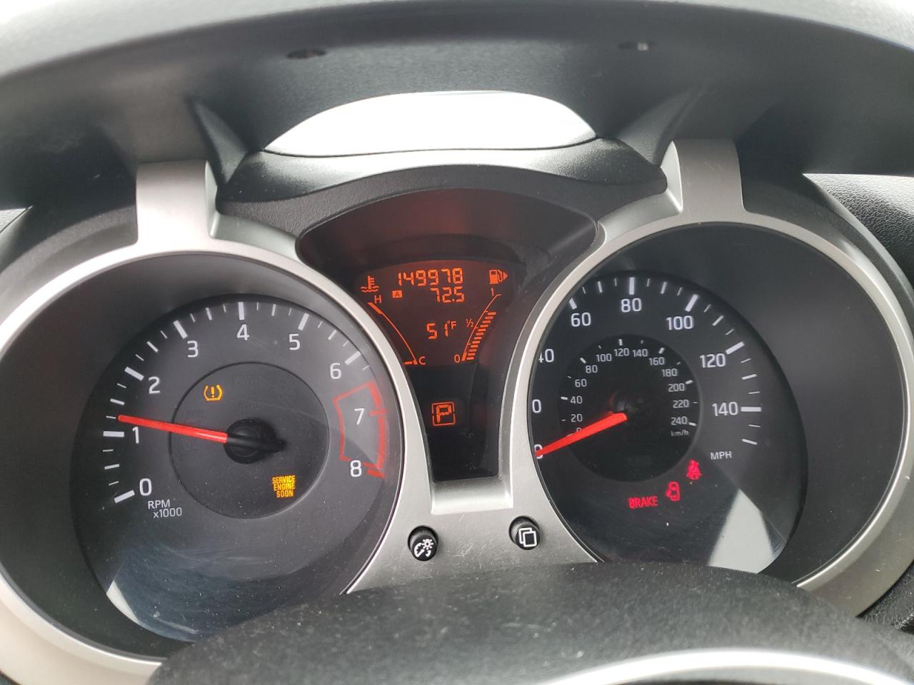 2012 Nissan Juke S Black vin: JN8AF5MVXCT119834 Damage: Warning Light - Engine, On, Unacceptable