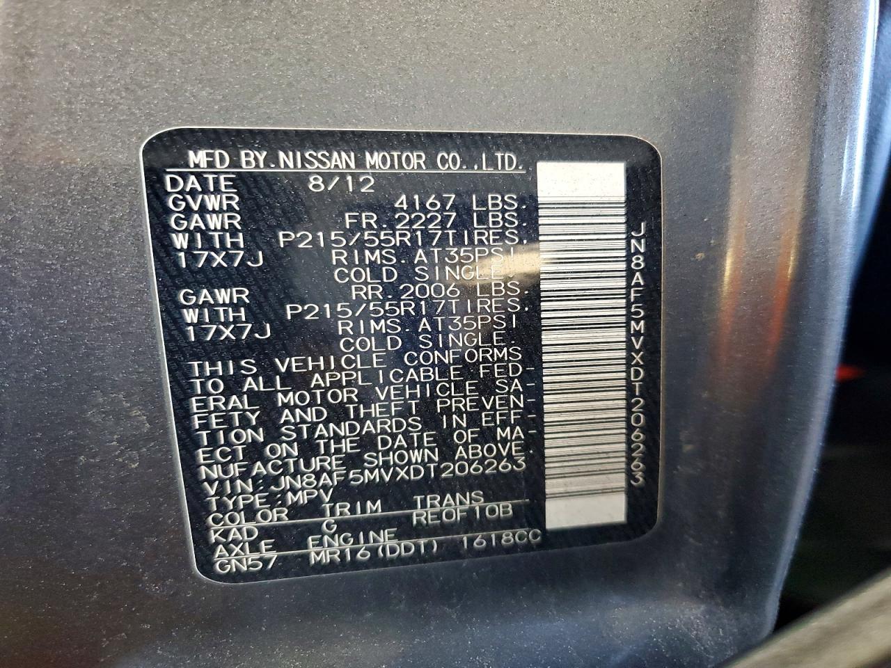 2013 Nissan Juke S Gray vin: JN8AF5MVXDT206263