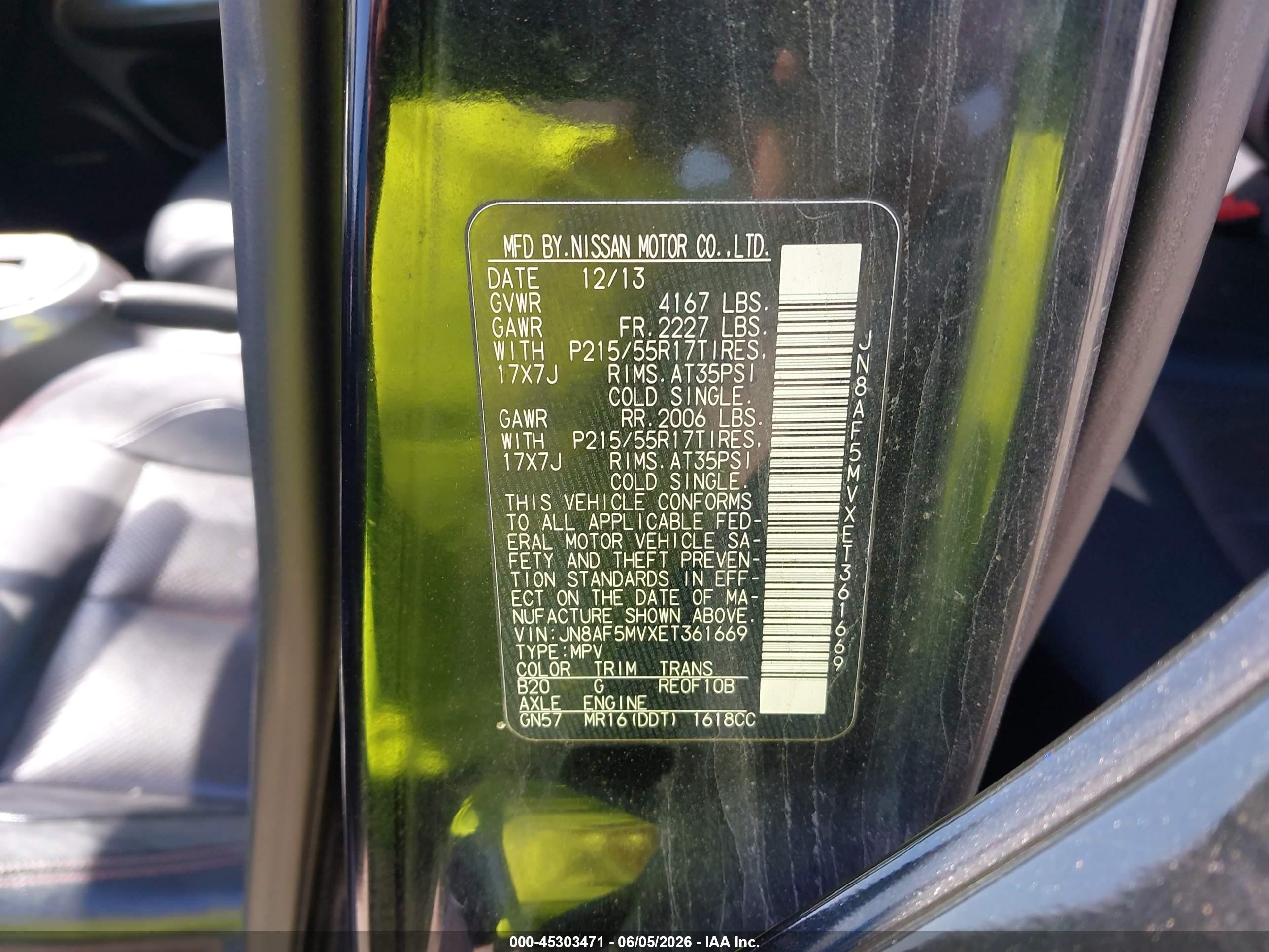 2014 Nissan Juke Sl Black vin: JN8AF5MVXET361669