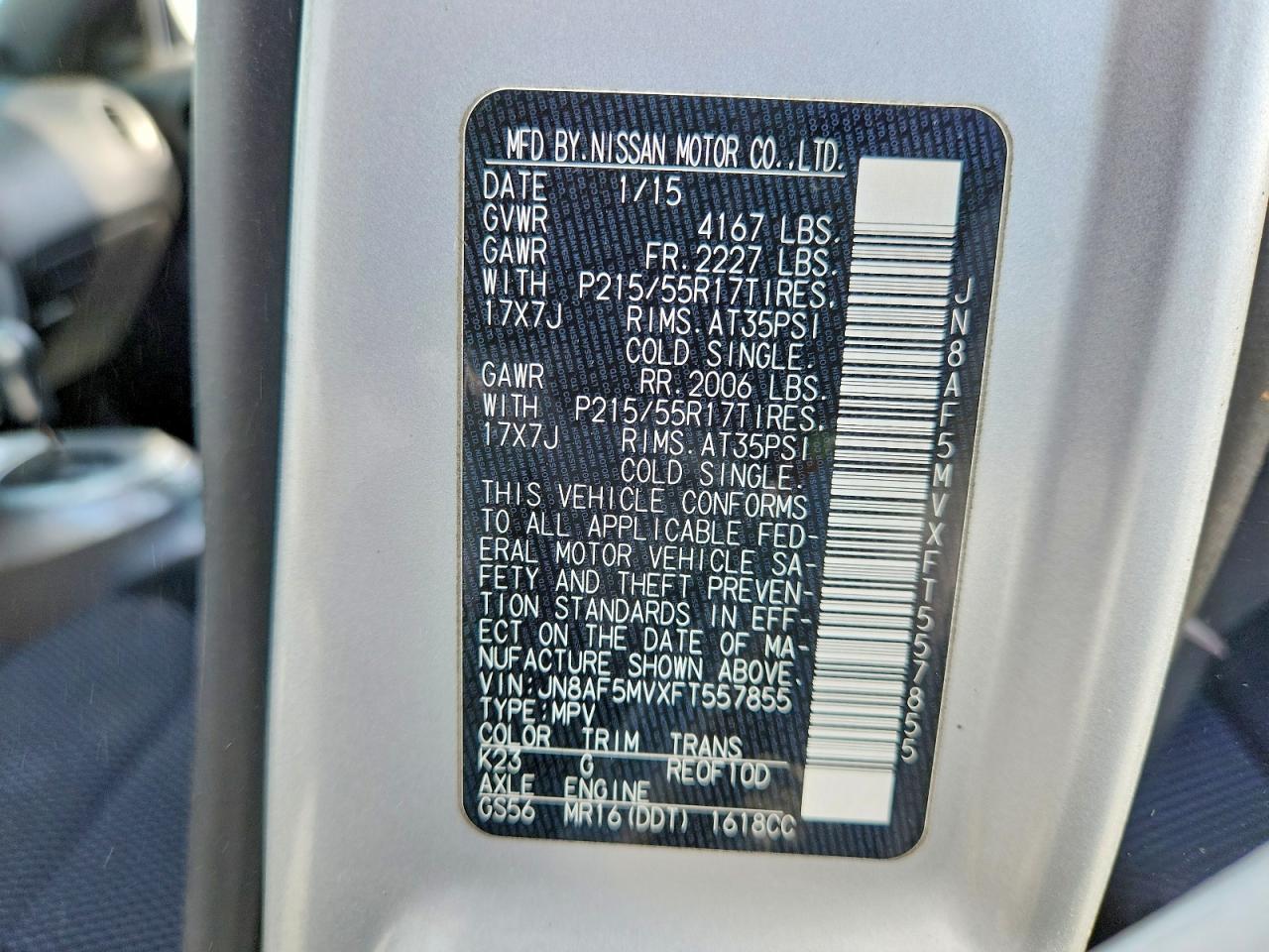 2015 Nissan Juke S Silver vin: JN8AF5MVXFT557855
