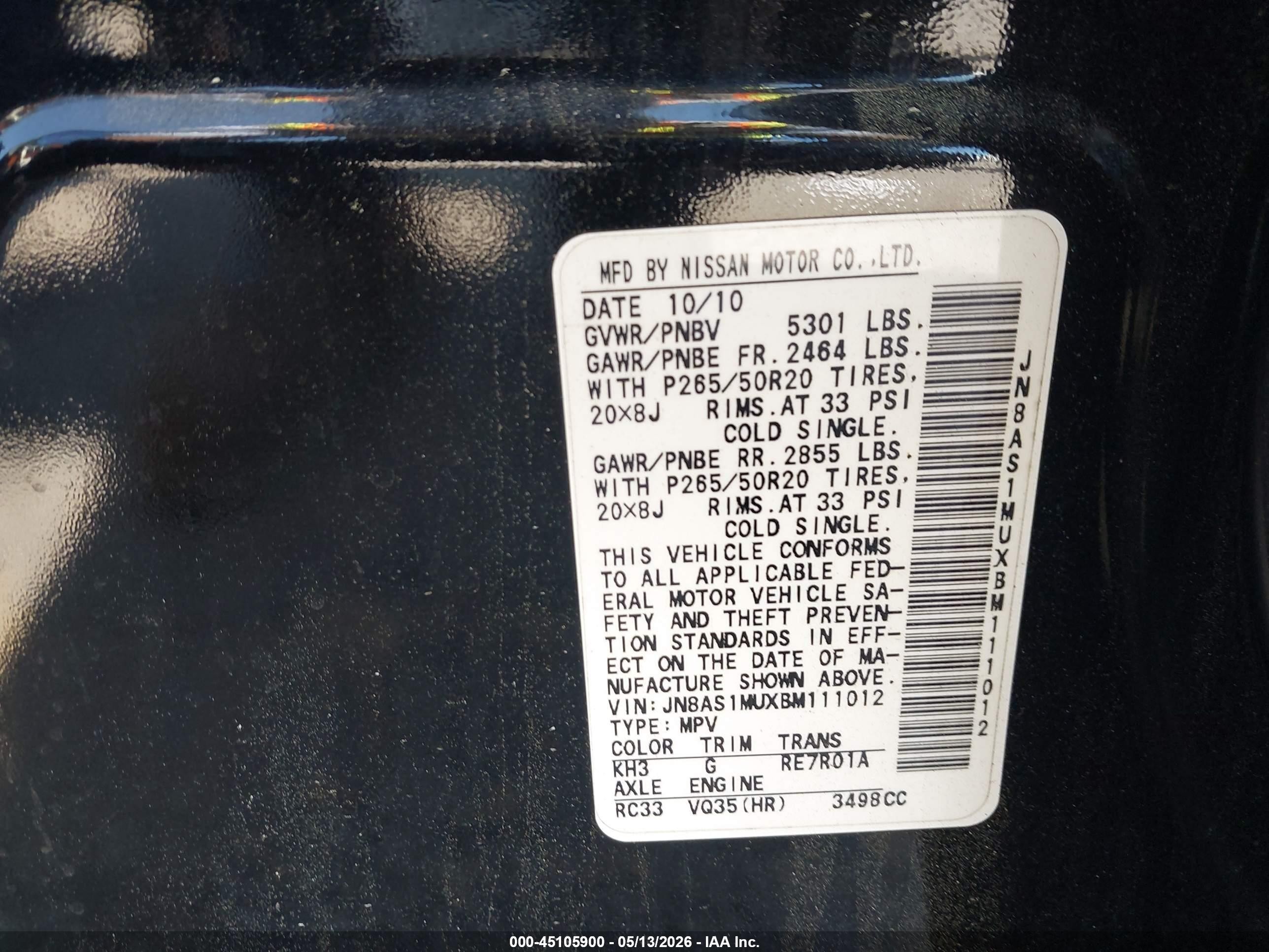 2011 Infiniti Fx35 Черный vin: JN8AS1MUXBM111012
