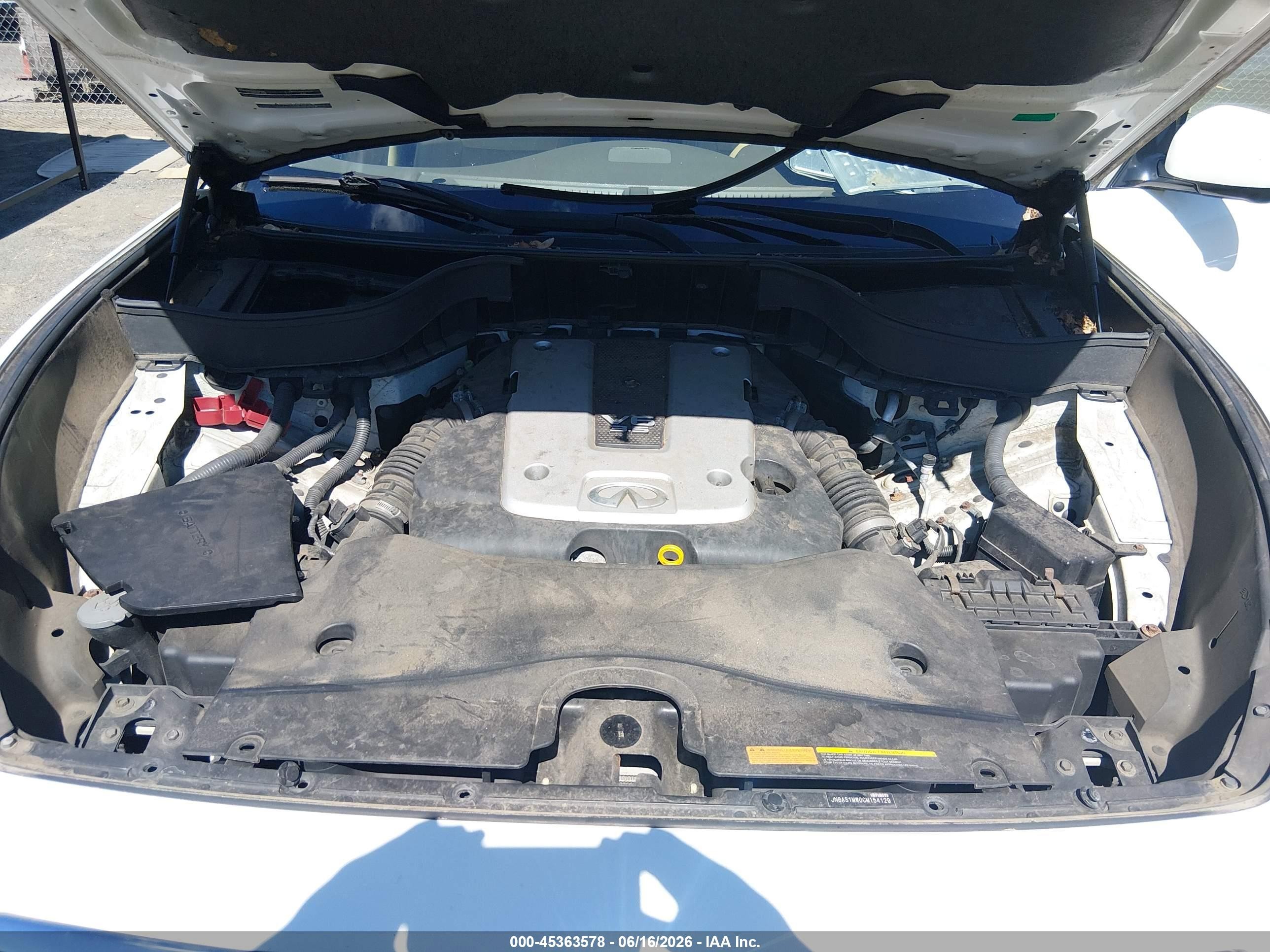 2012 Infiniti Fx35   White vin: JN8AS1MW0CM154129