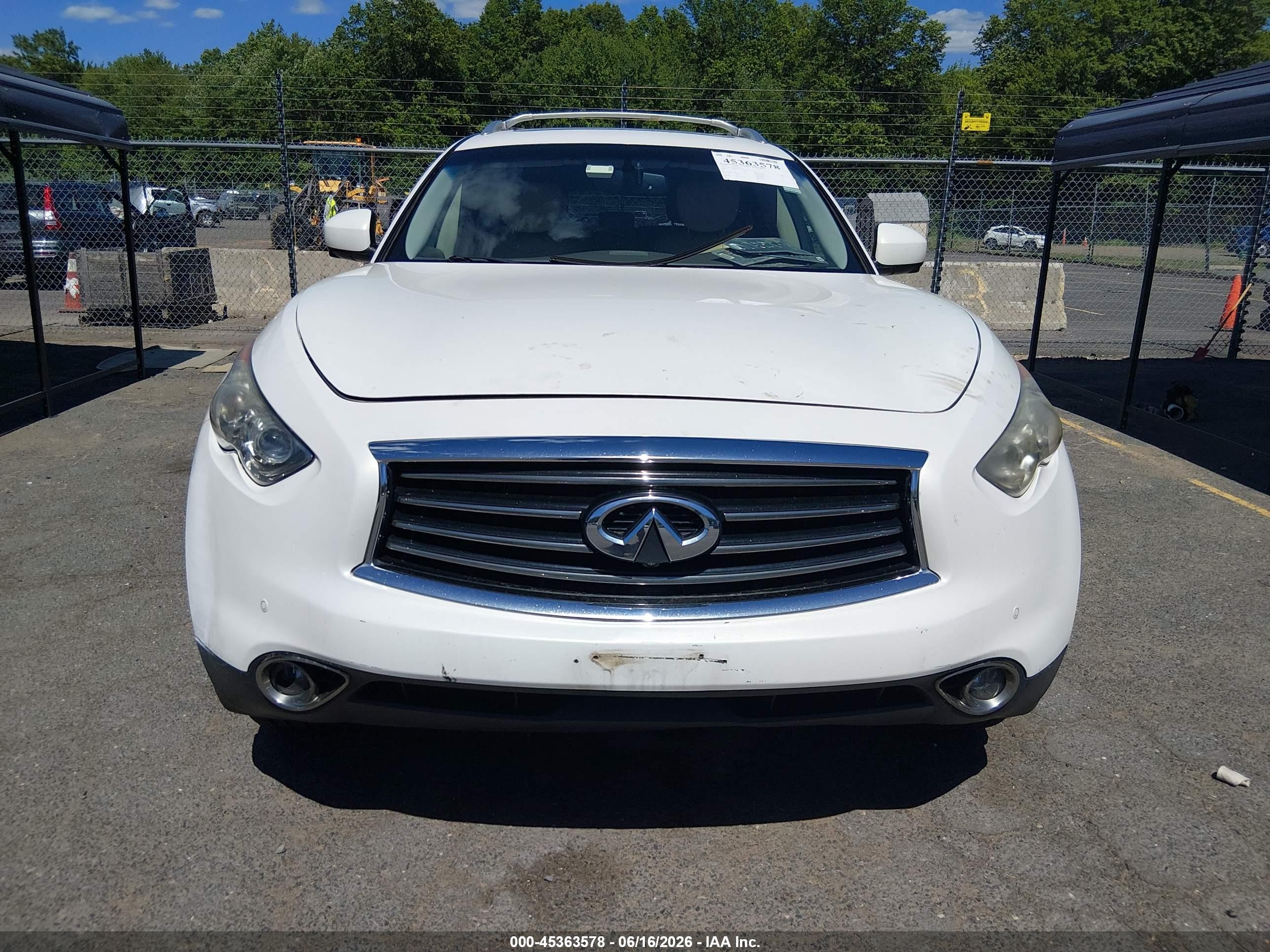 2012 Infiniti Fx35   White vin: JN8AS1MW0CM154129