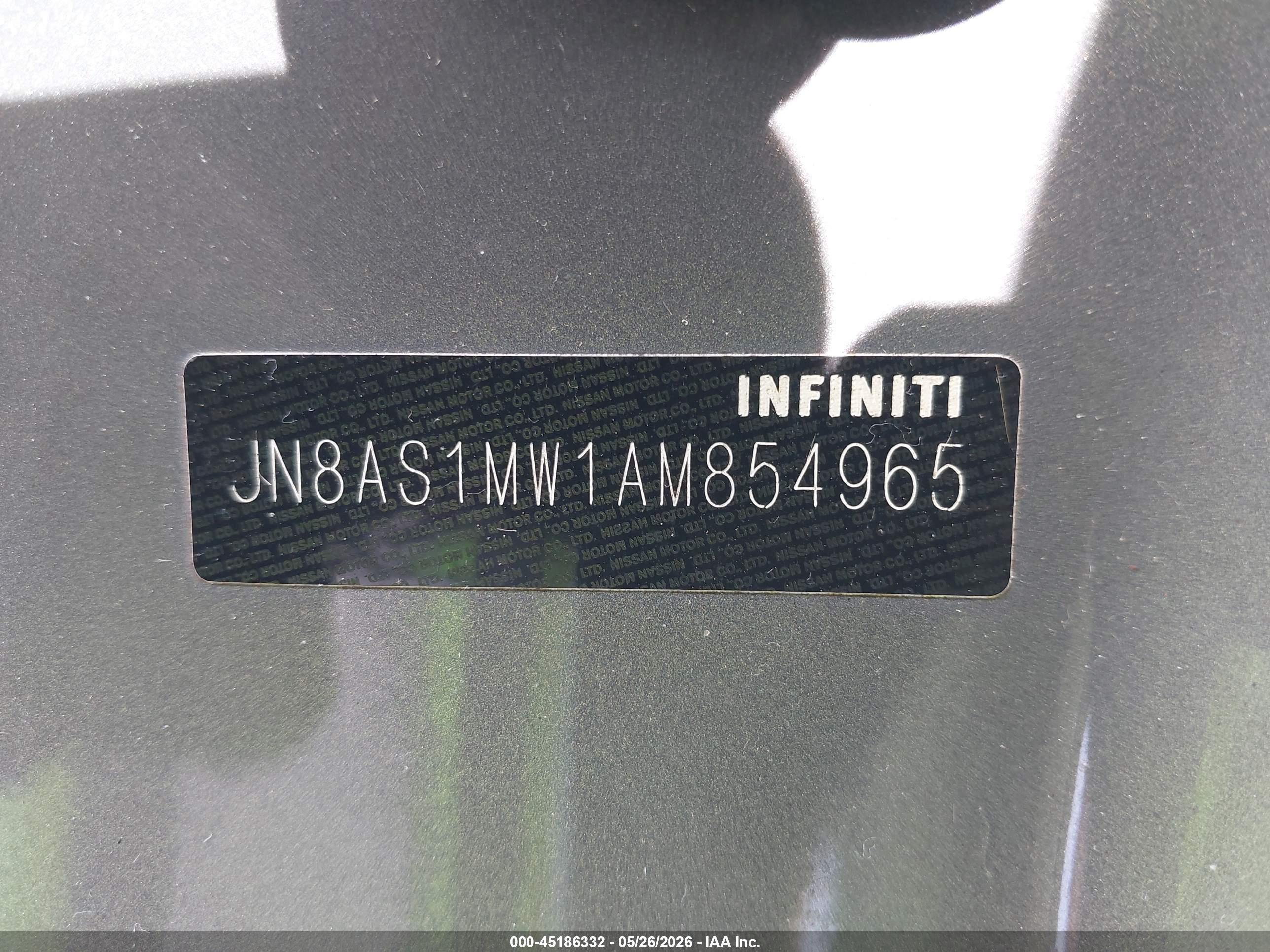 2010 Infiniti Fx35   Gray vin: JN8AS1MW1AM854965
