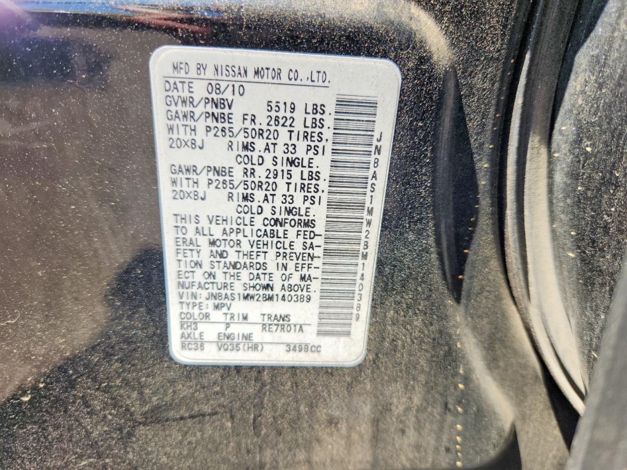 2011 Infiniti Fx35 Base Black vin: JN8AS1MW2BM140389