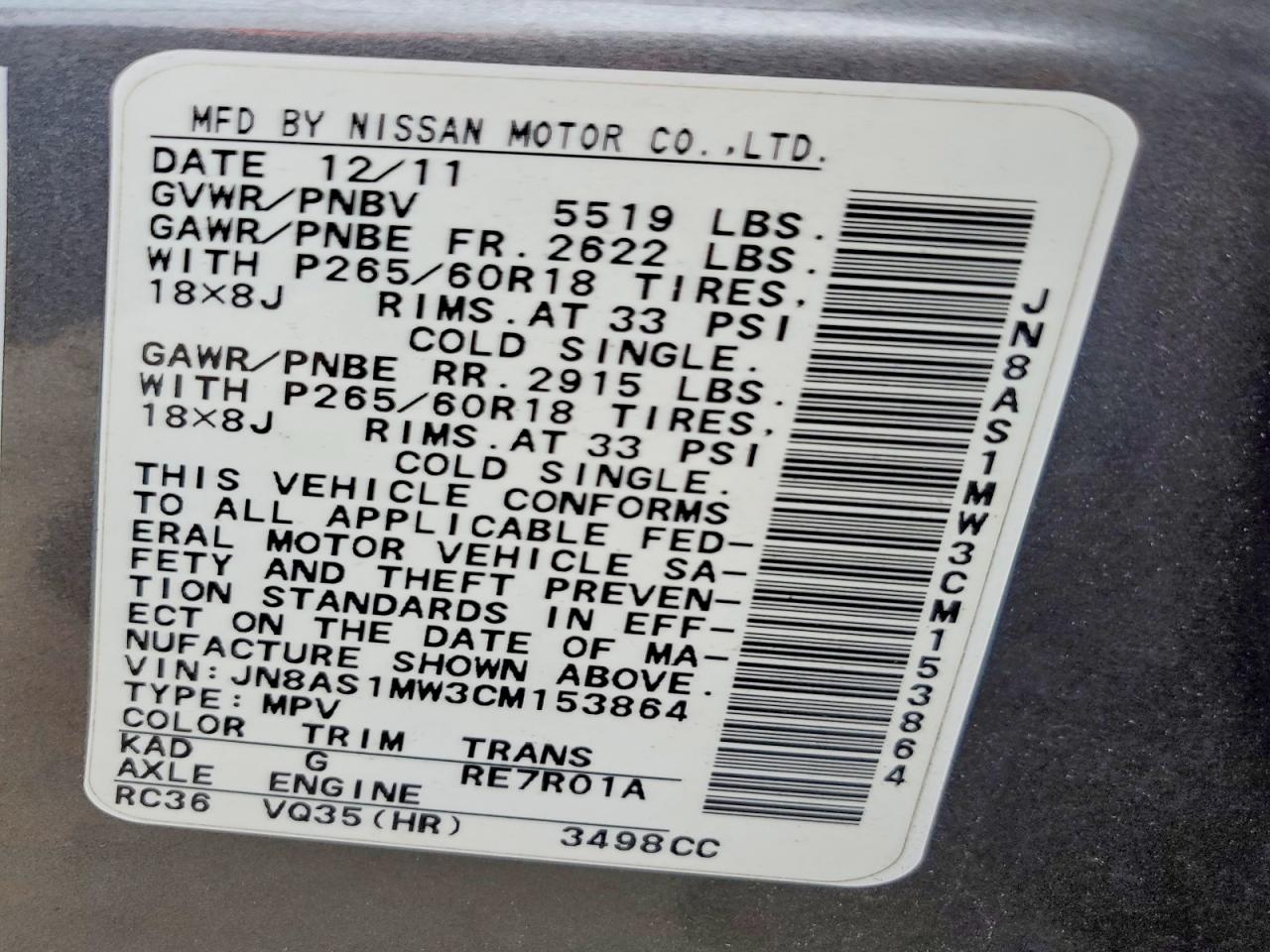 2012 Infiniti Fx35 Gray vin: JN8AS1MW3CM153864