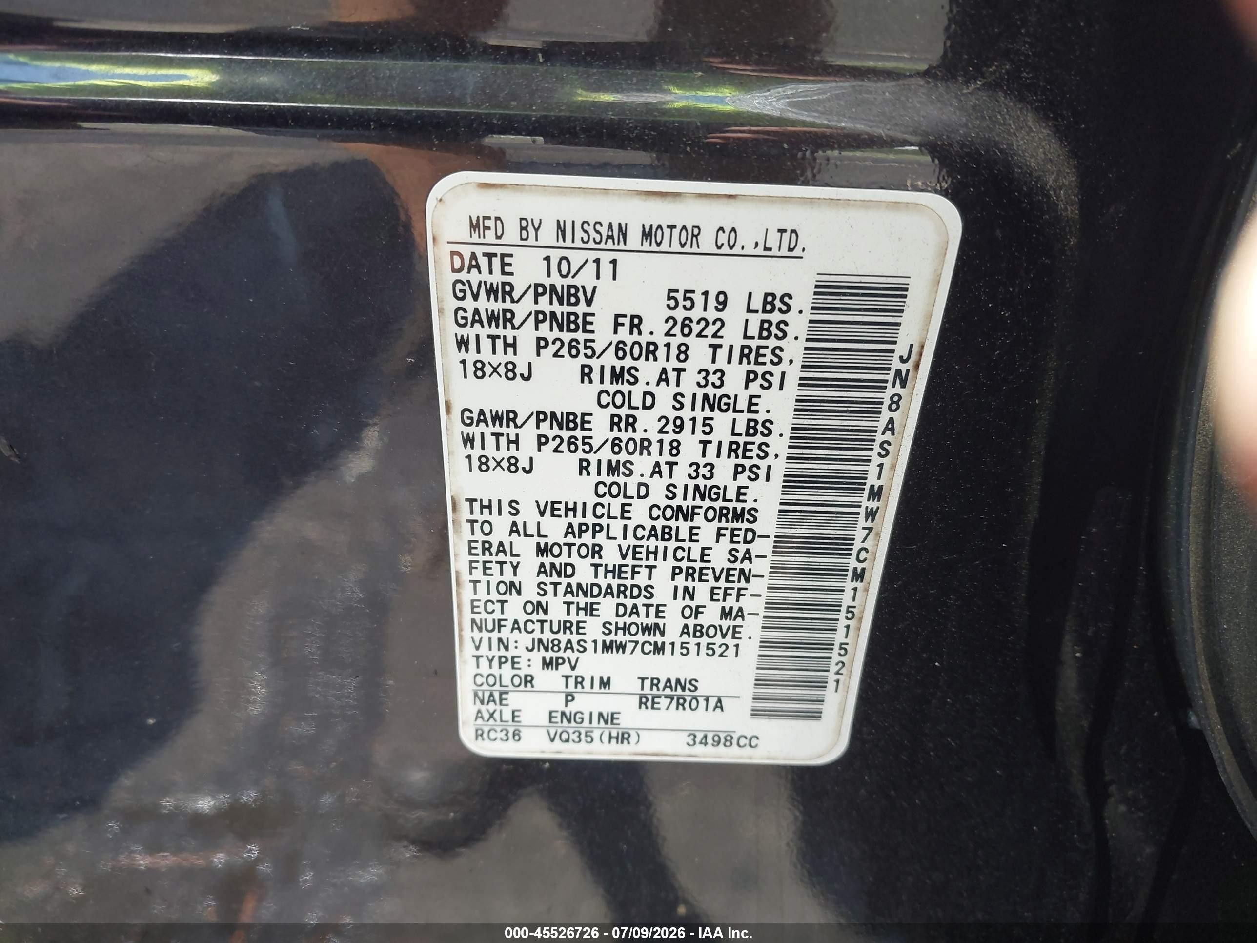 2012 Infiniti Fx35   Burgundy vin: JN8AS1MW7CM151521