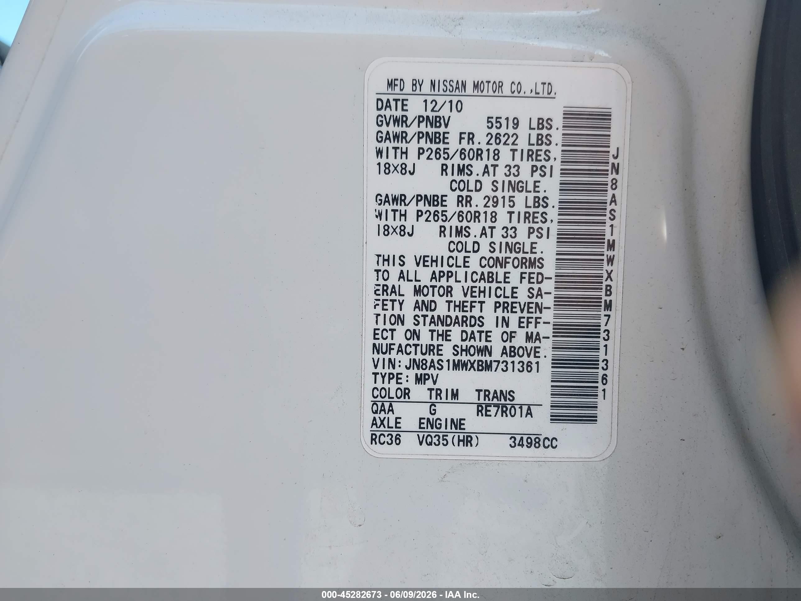 2011 Infiniti Fx35   Белый vin: JN8AS1MWXBM731361